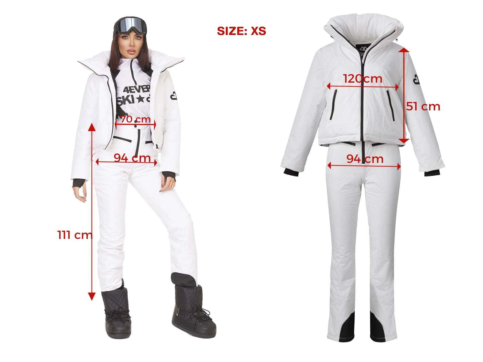Costum ski casual alb Reasia Bogas