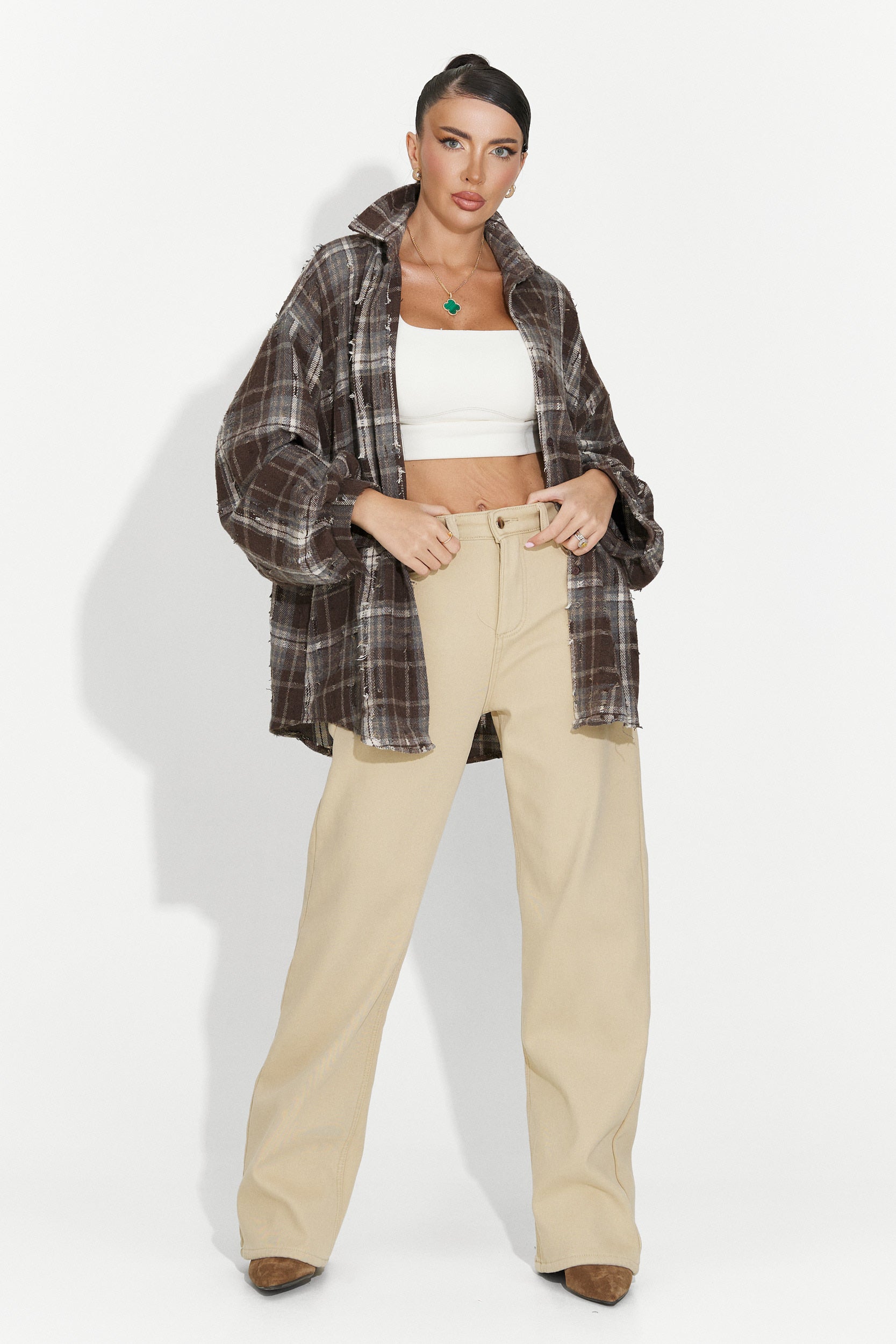 Blugi dama casual bej Hetie Bogas