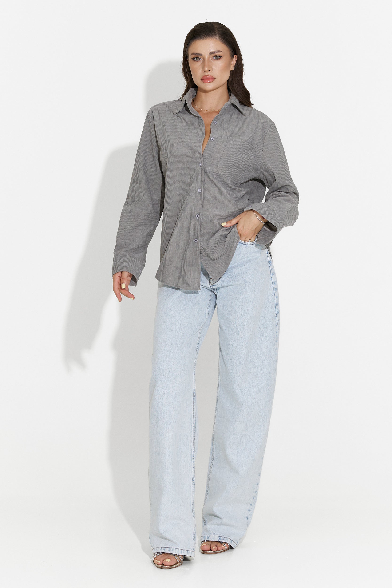 Camasa dama casual gri Deliora Bogas