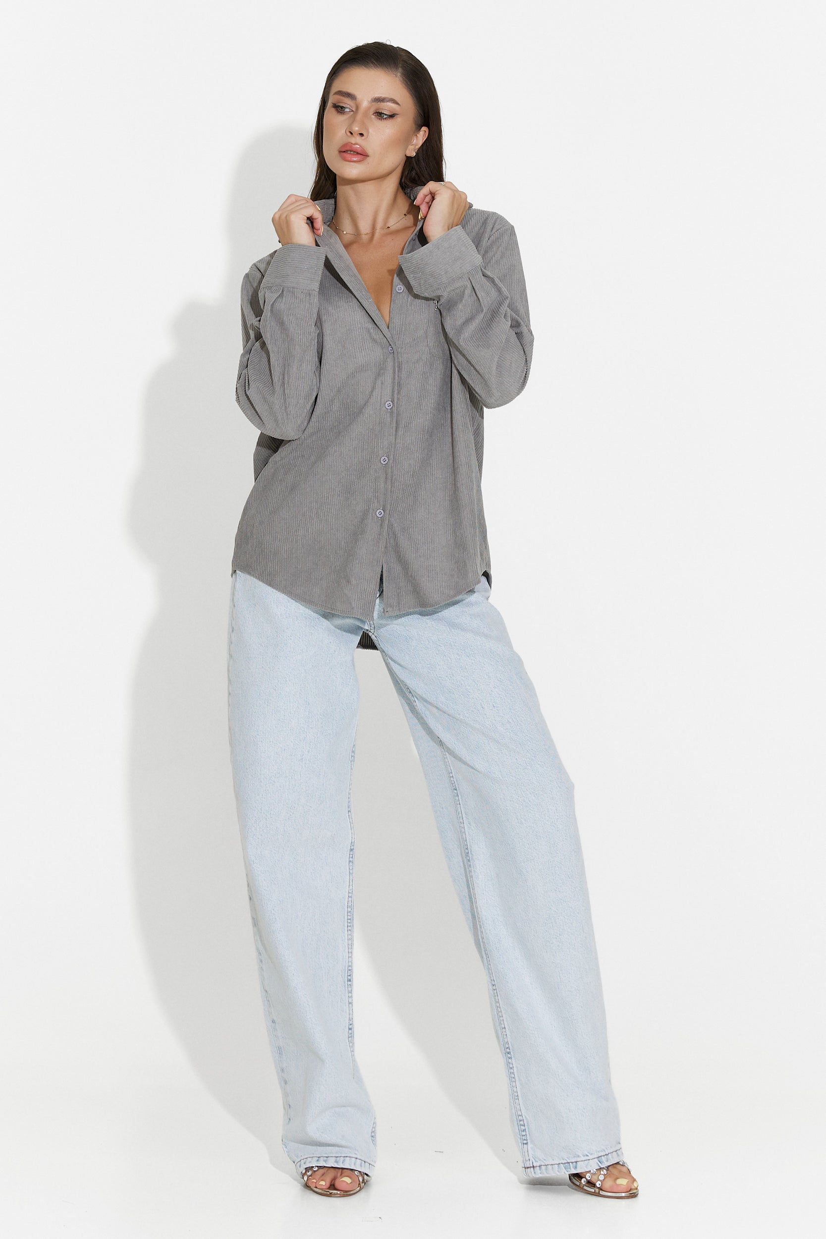 Camasa dama casual gri Deliora Bogas