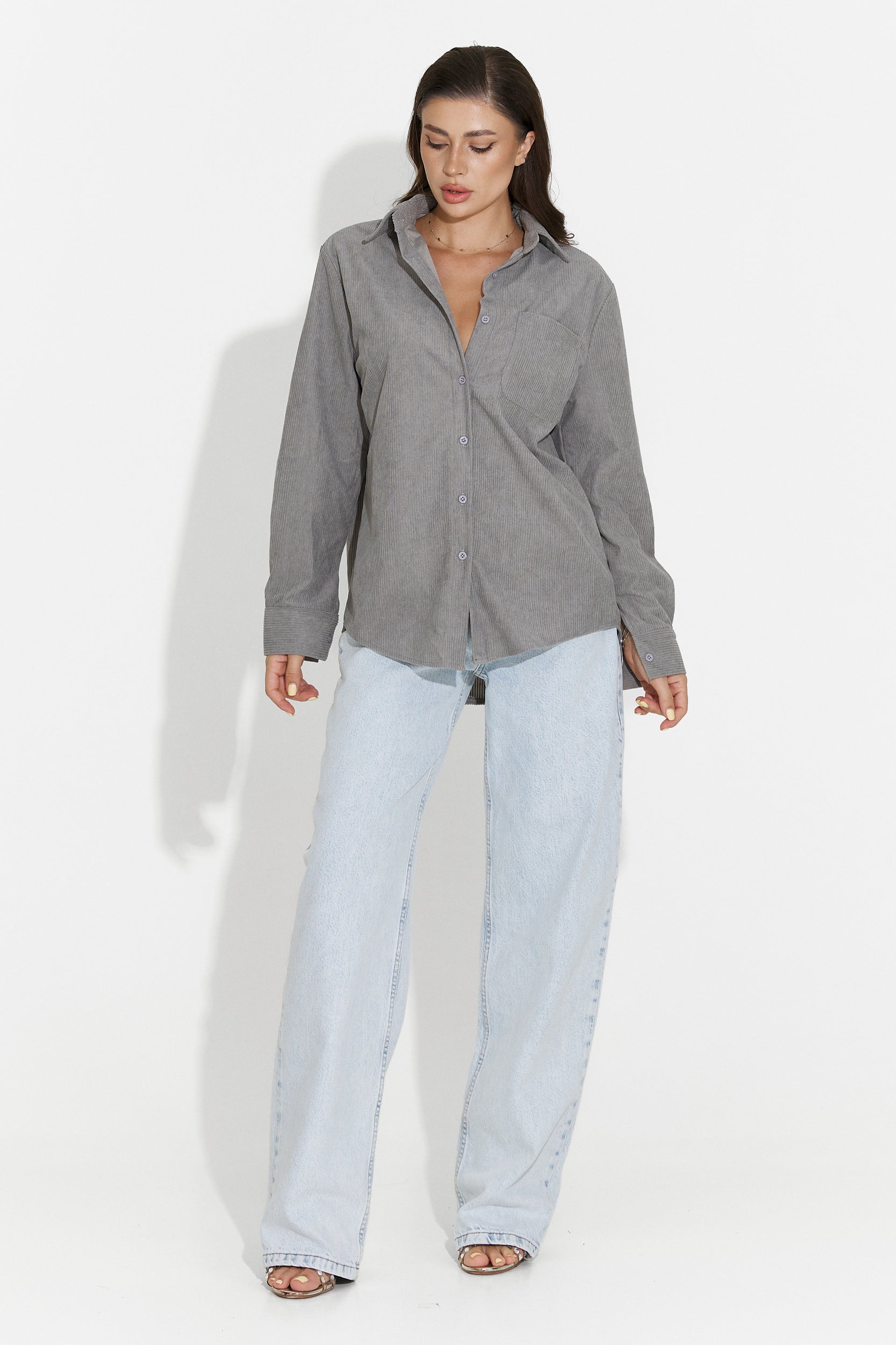 Camasa dama casual gri Deliora Bogas