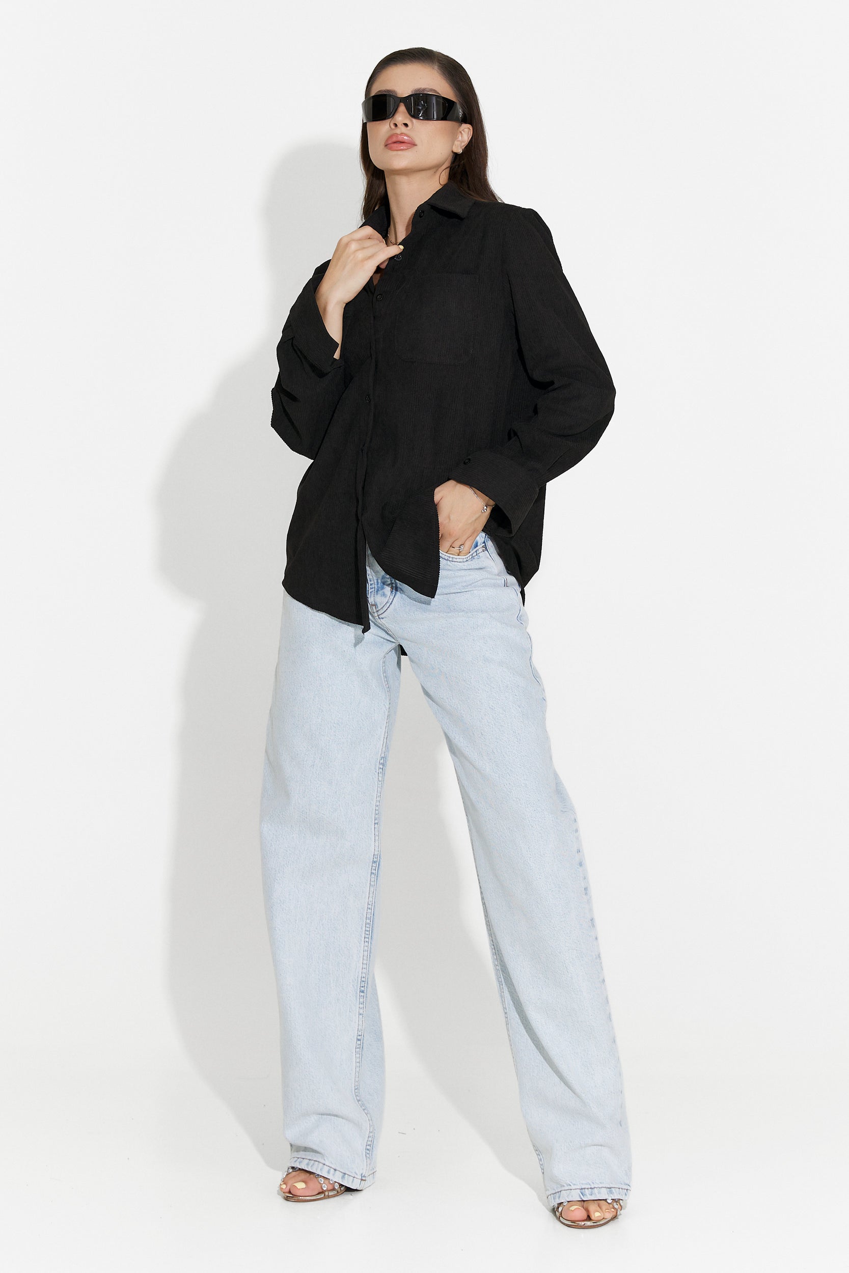 Camasa dama casual neagra Deliora Bogas