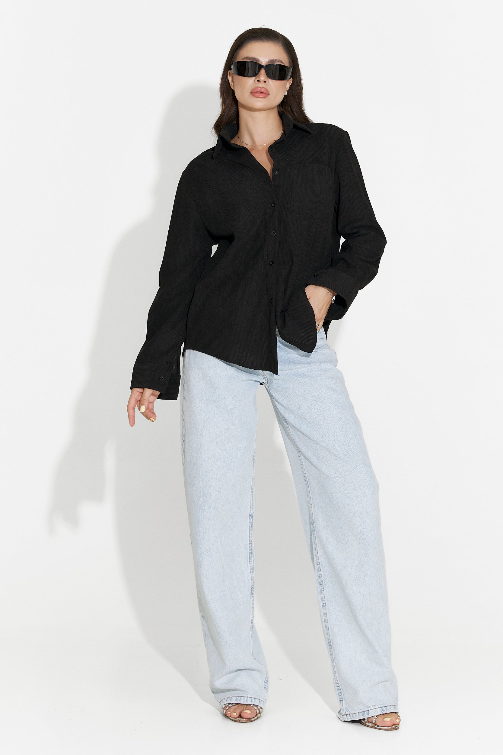 Camasa dama casual neagra Deliora Bogas