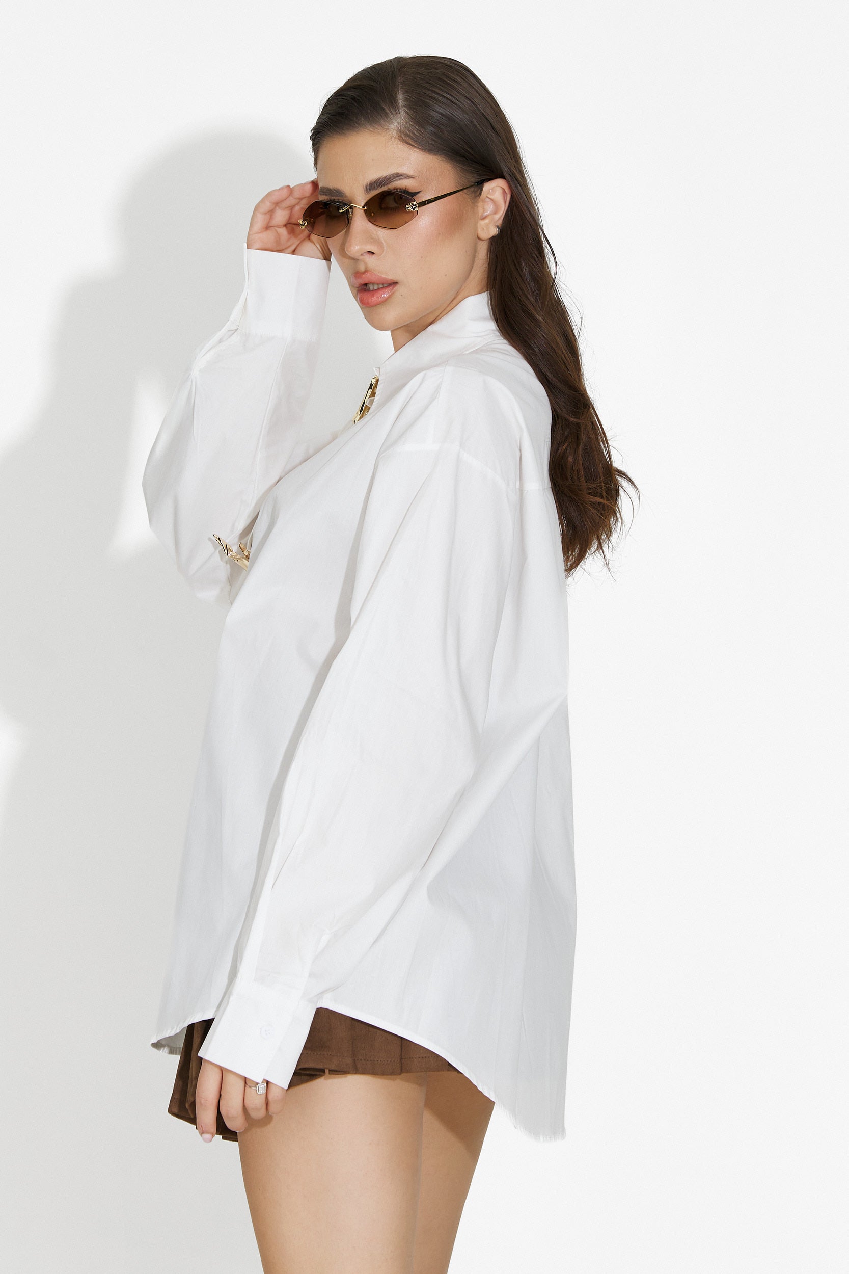 Camasa dama eleganta alba Feyora Bogas