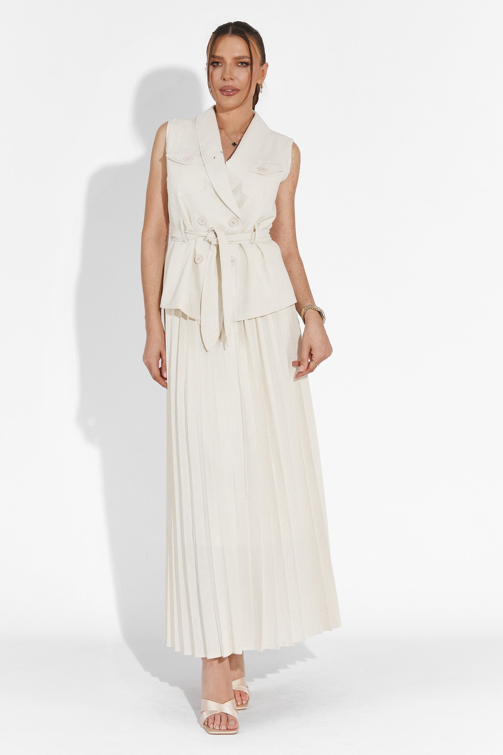 Compleu cu fusta bej Timothy Bogas