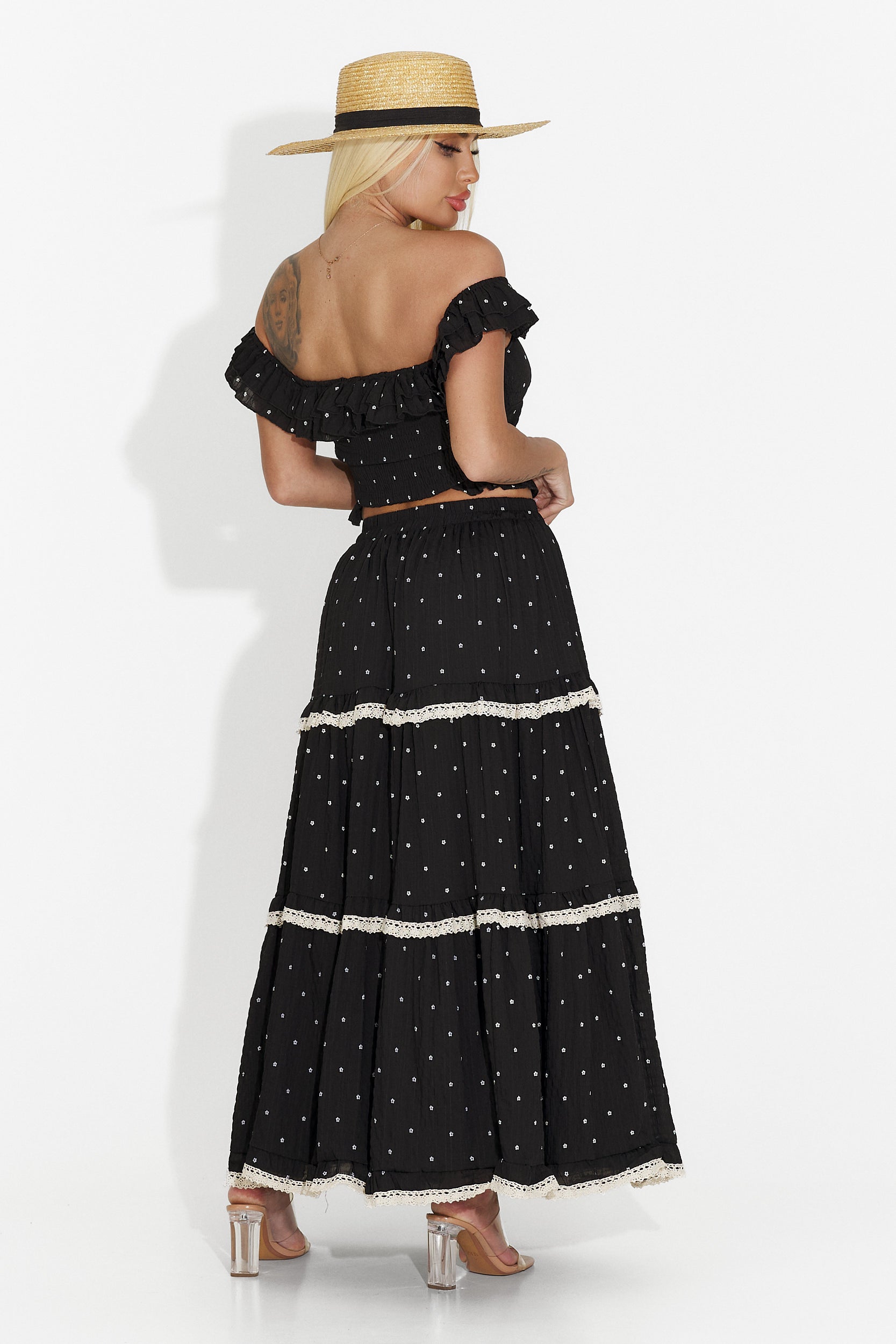 Compleu cu fusta lunga negru Mayner Bogas