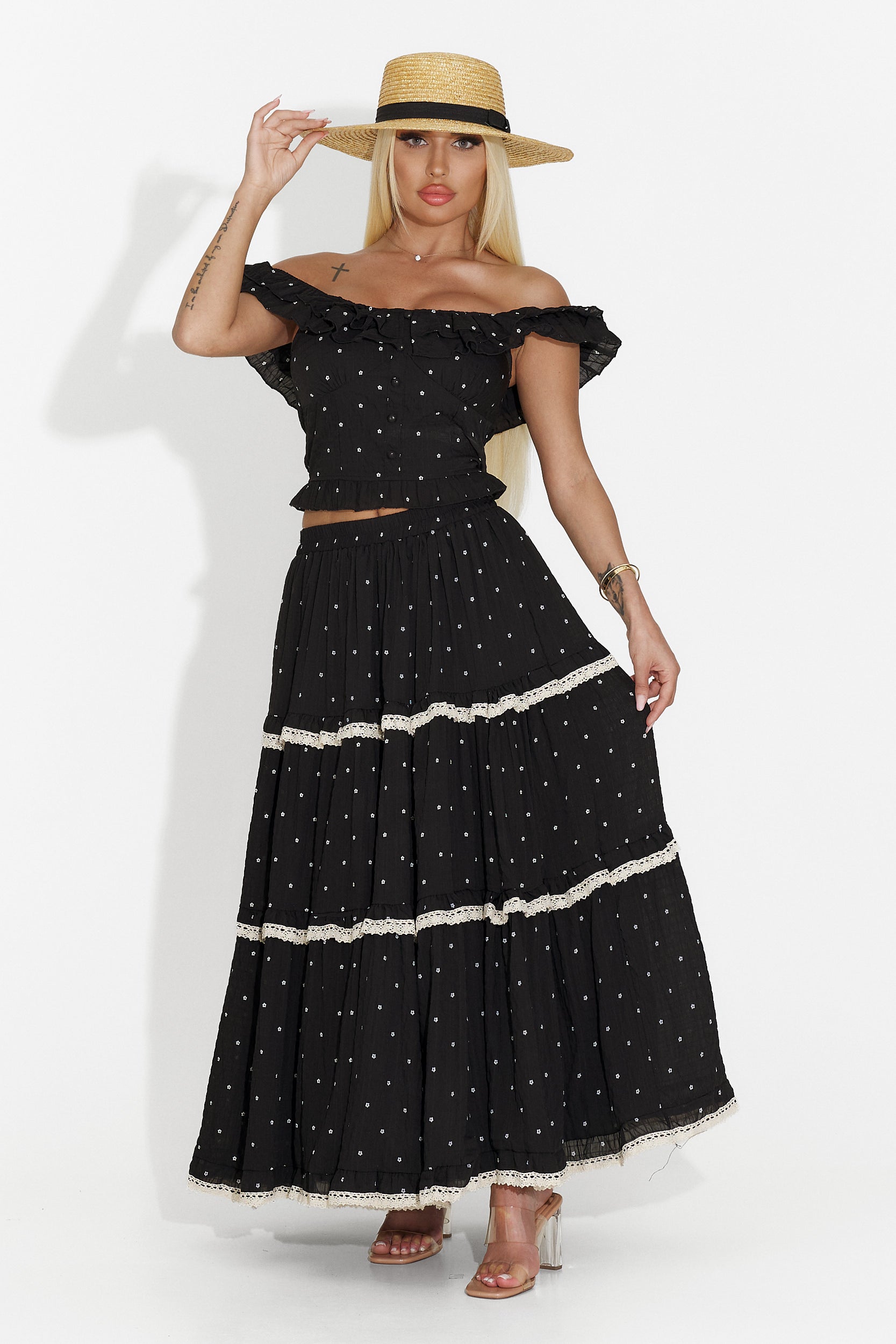 Compleu cu fusta lunga negru Mayner Bogas