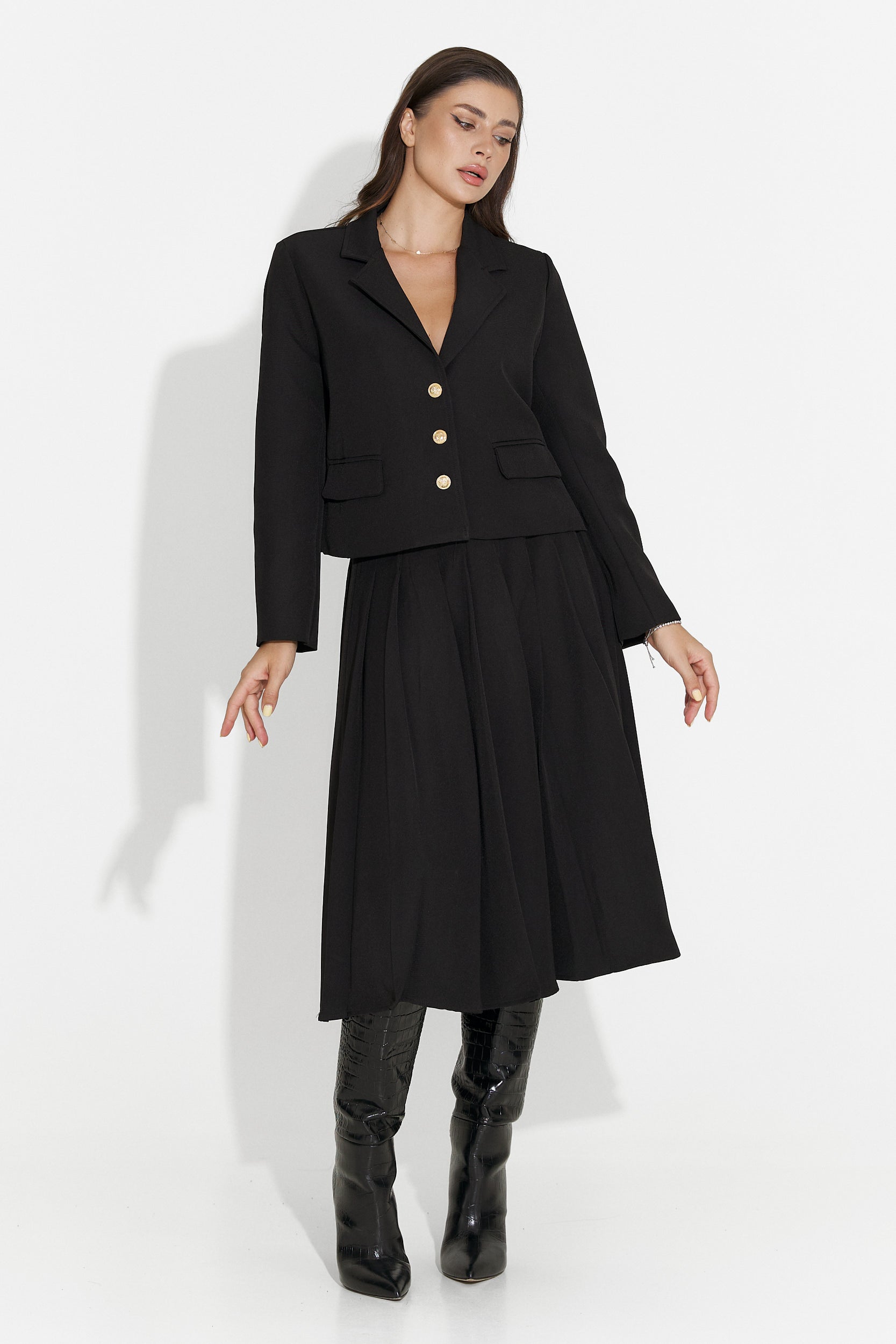 Compleu cu fusta midi negru Aurina Bogas