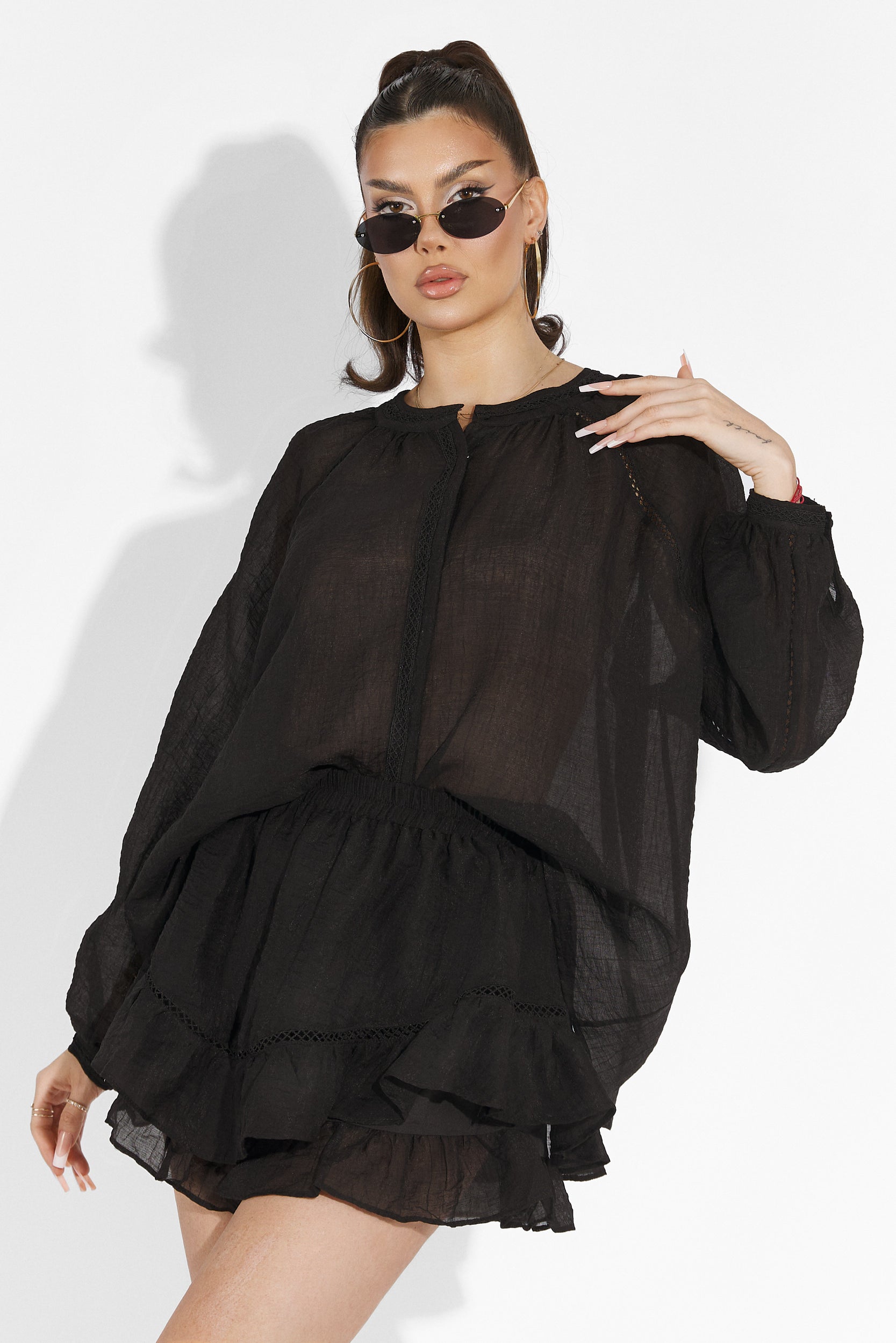 Compleu cu fusta pantalon negru Vernicy Bogas