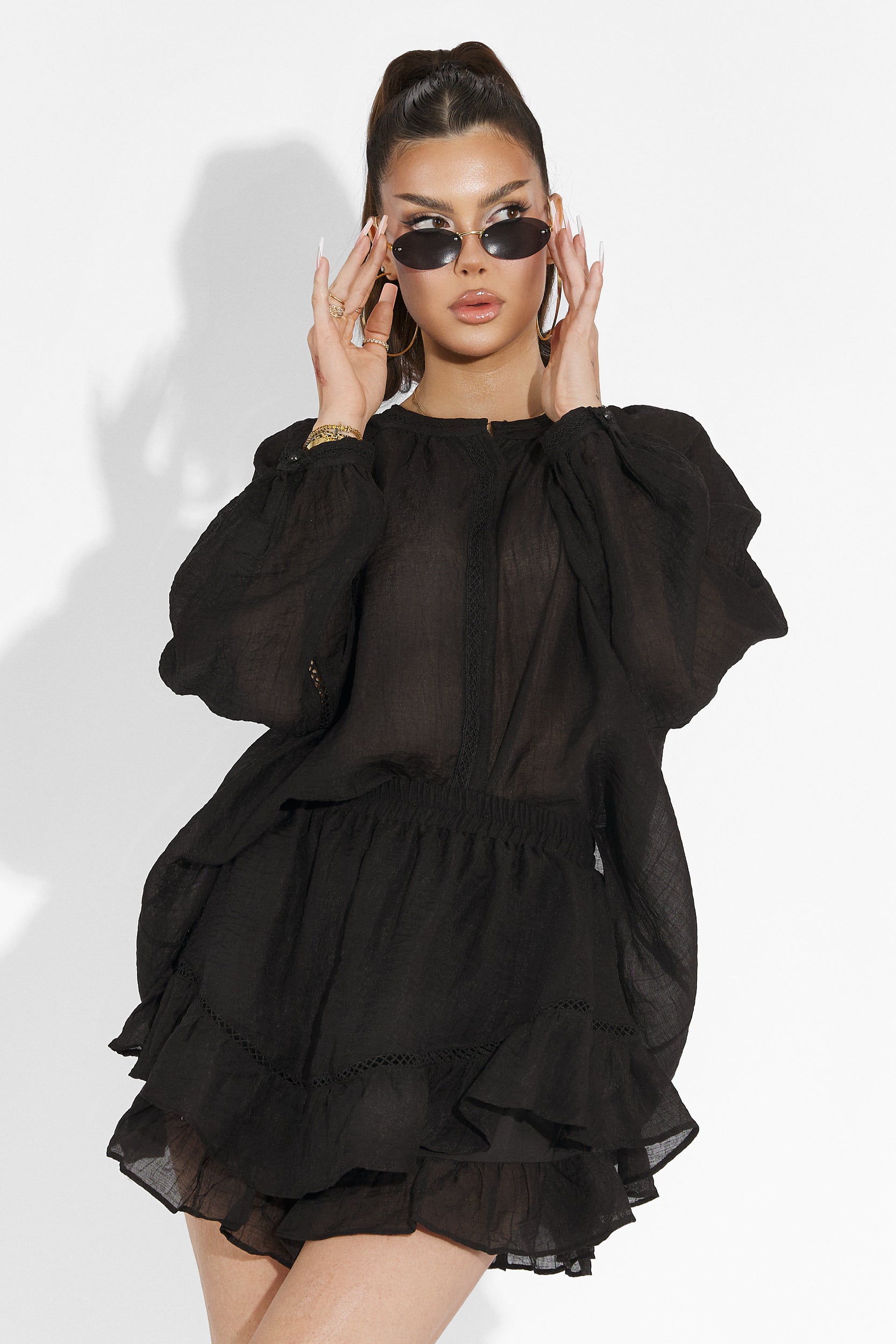 Compleu cu fusta pantalon negru Vernicy Bogas