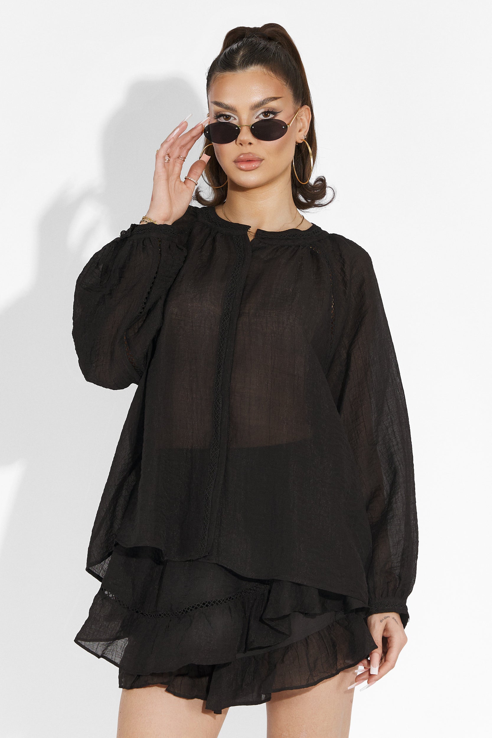 Compleu cu fusta pantalon negru Vernicy Bogas