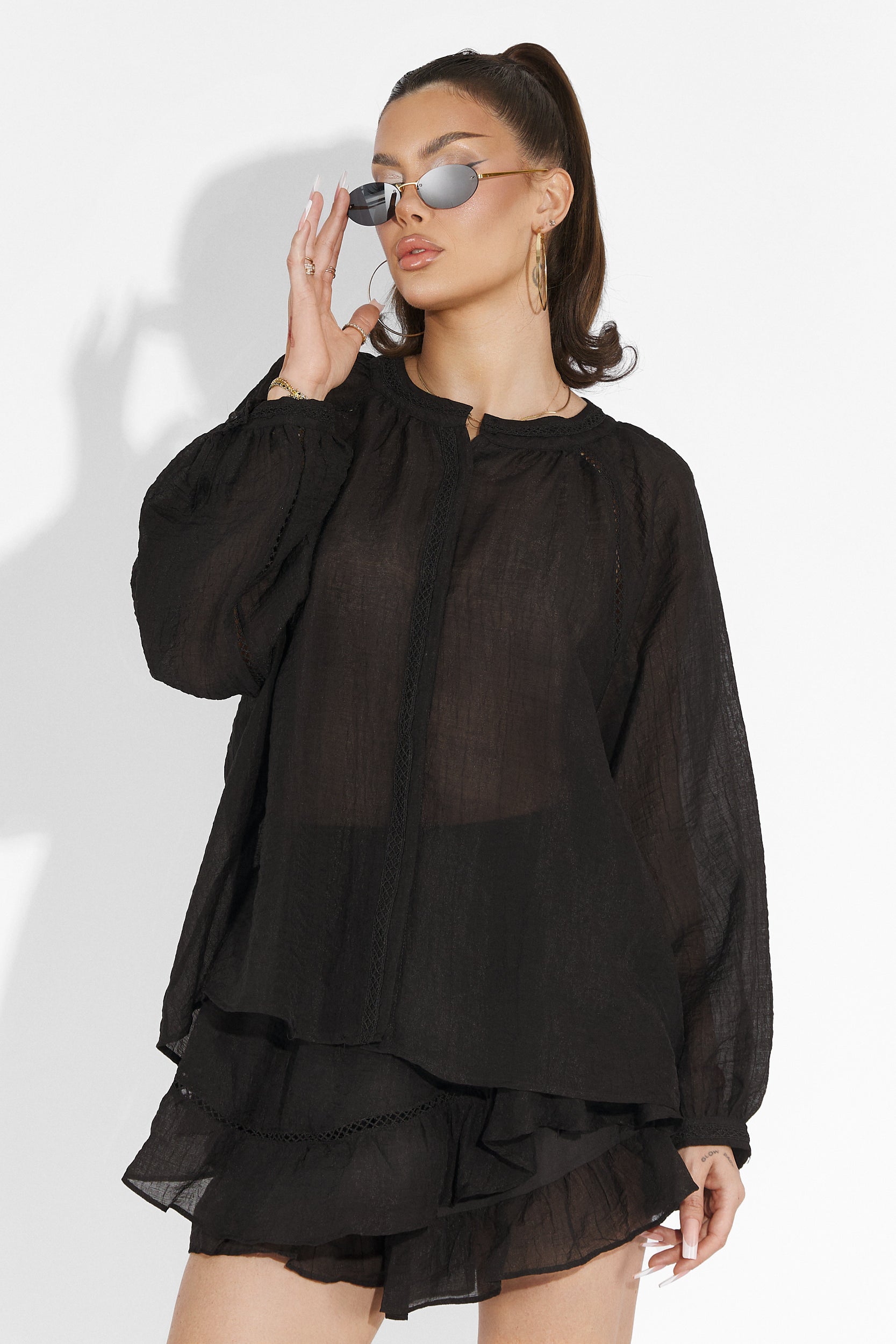 Compleu cu fusta pantalon negru Vernicy Bogas