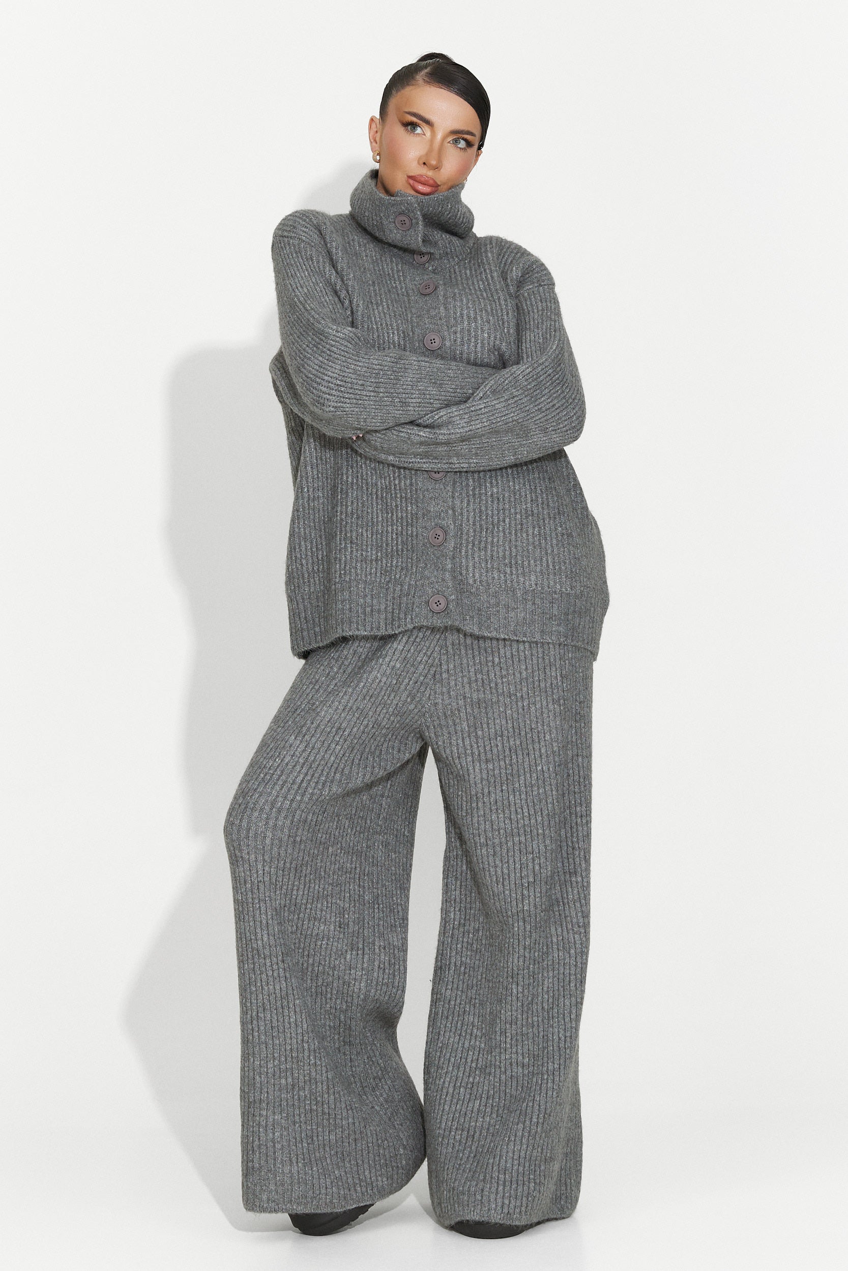 Compleu dama casual gri Verlia Bogas