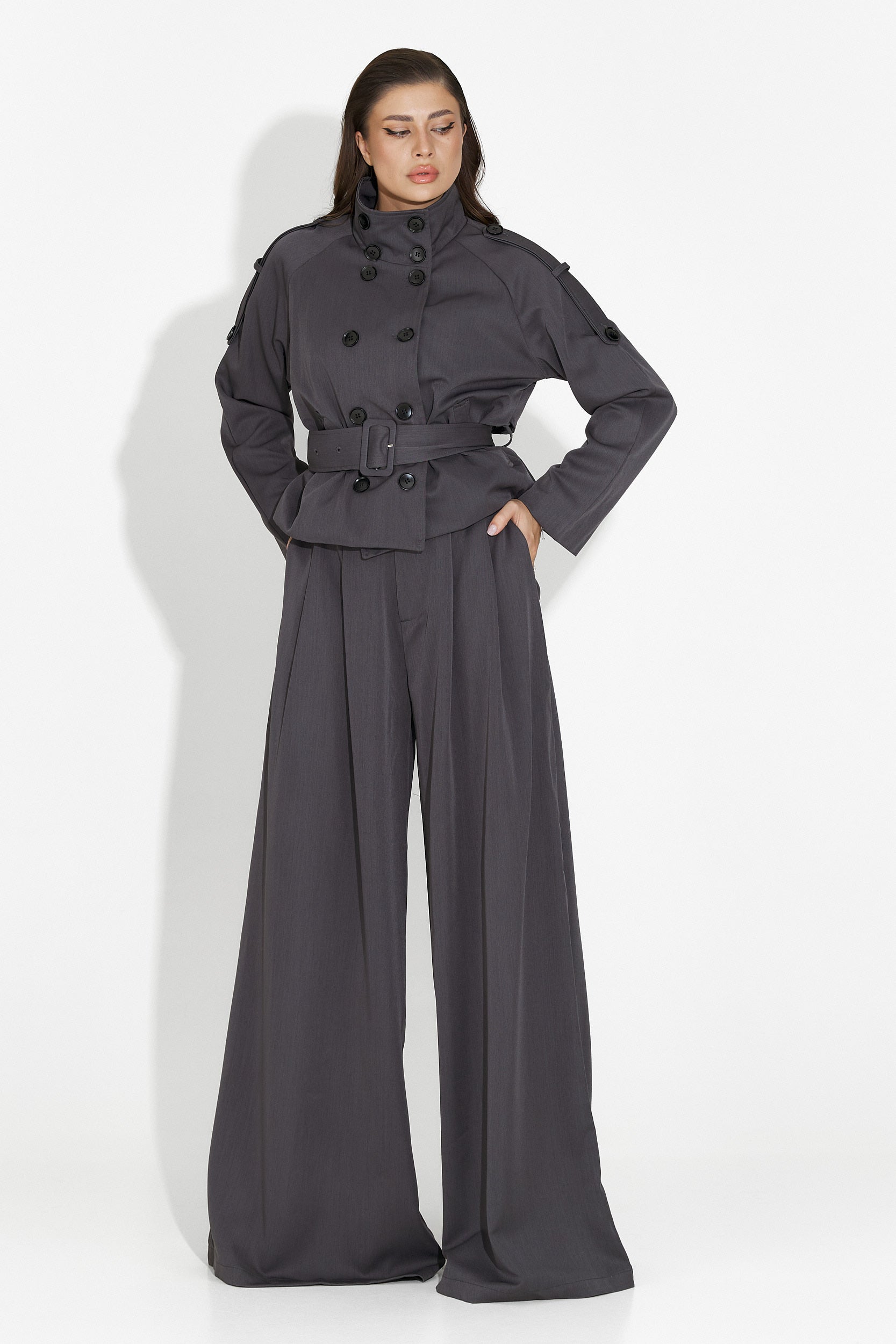 Compleu dama elegant gri Belora Bogas