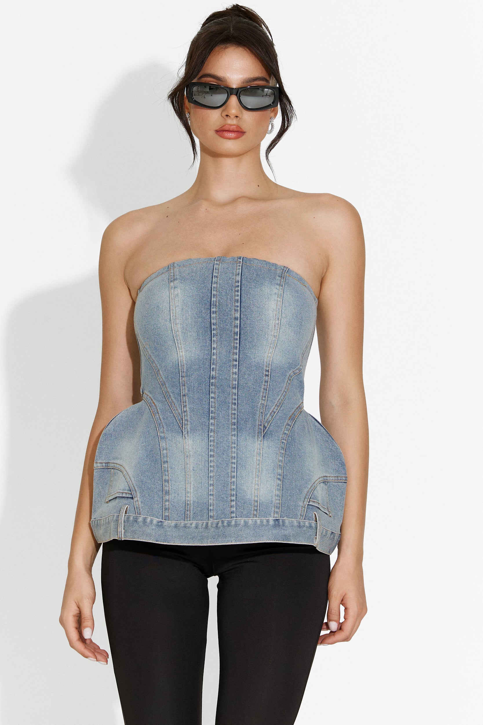 Corset dama casual bleu Petrycia Bogas