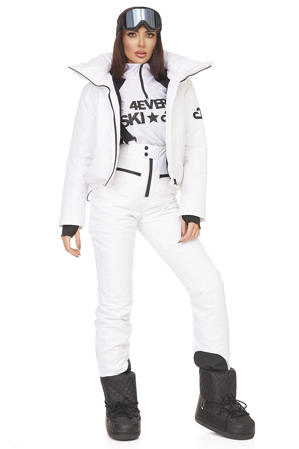 Costum ski casual alb Reasia Bogas