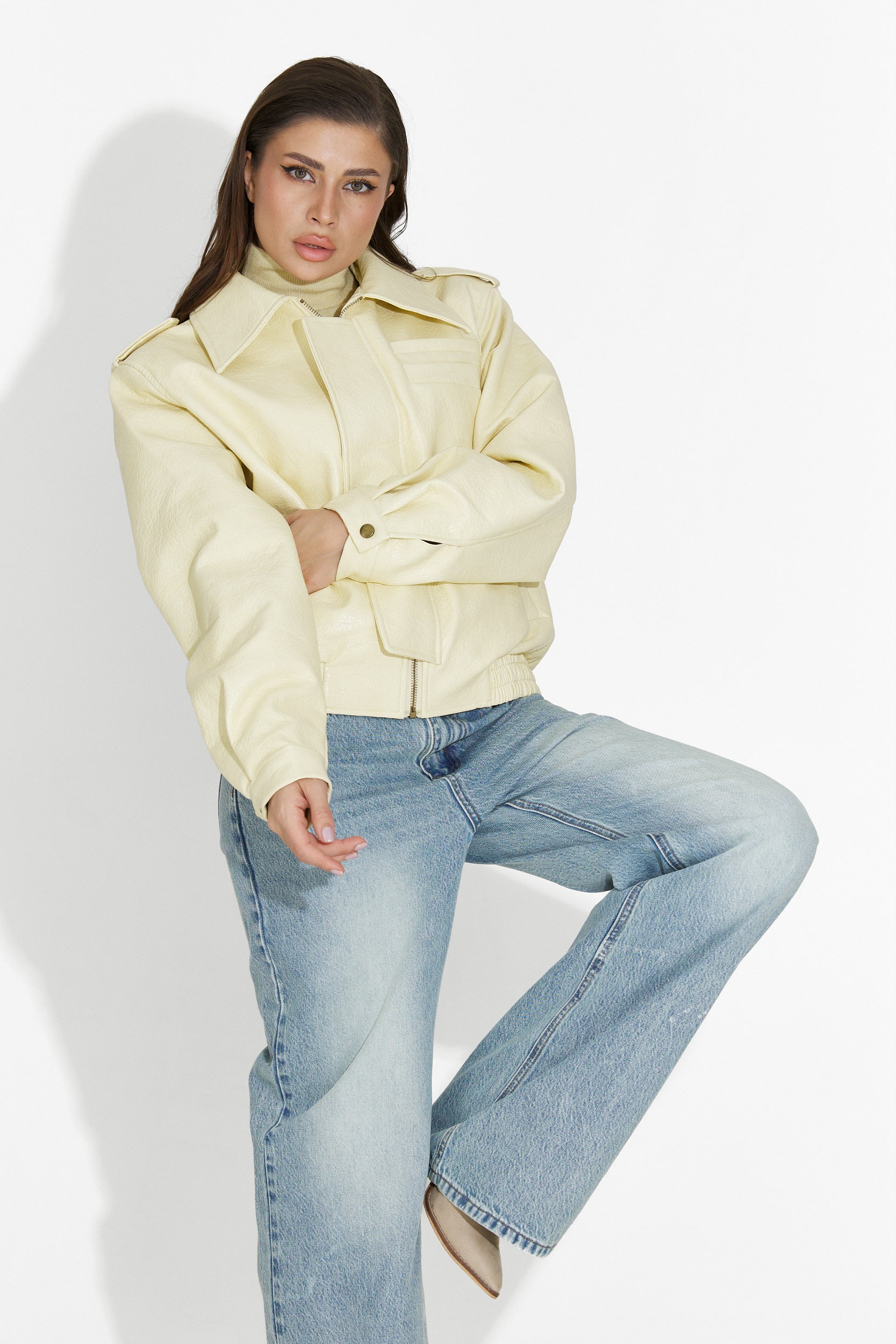 Geaca dama casual galbena Lionia Bogas