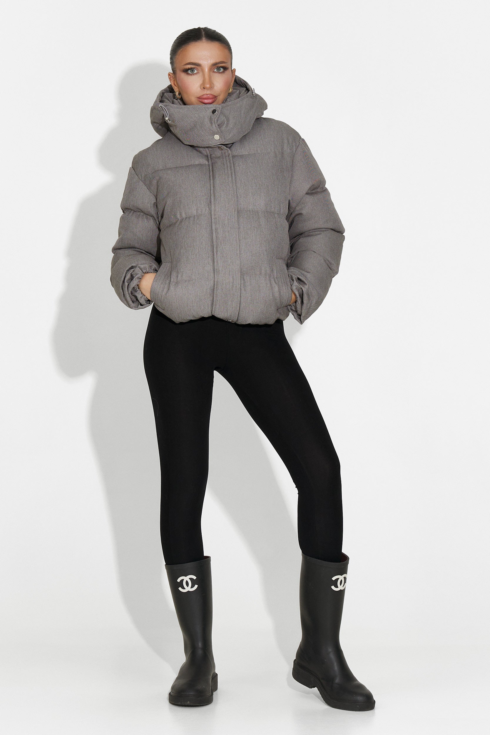 Geaca dama casual gri Luisana Bogas