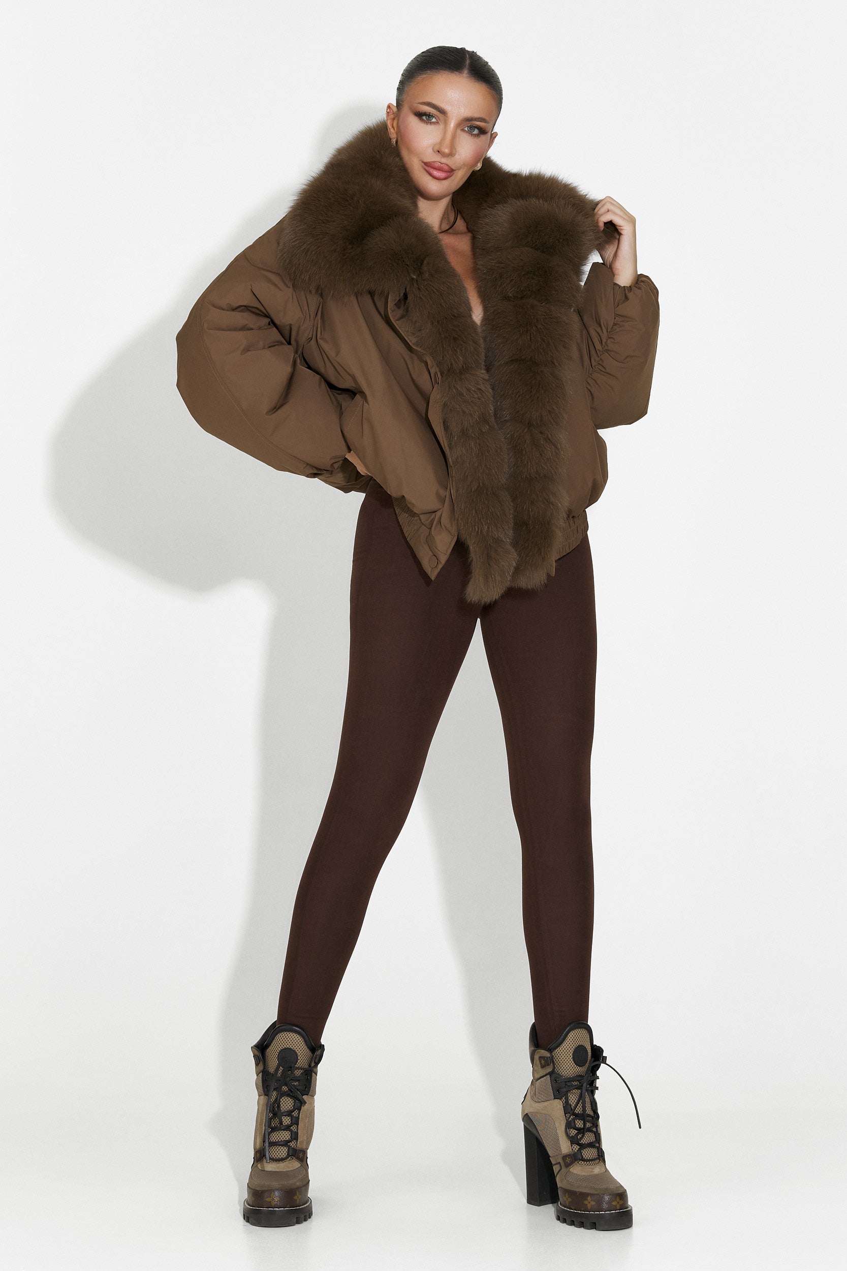 Geaca dama casual maro Arvion Bogas