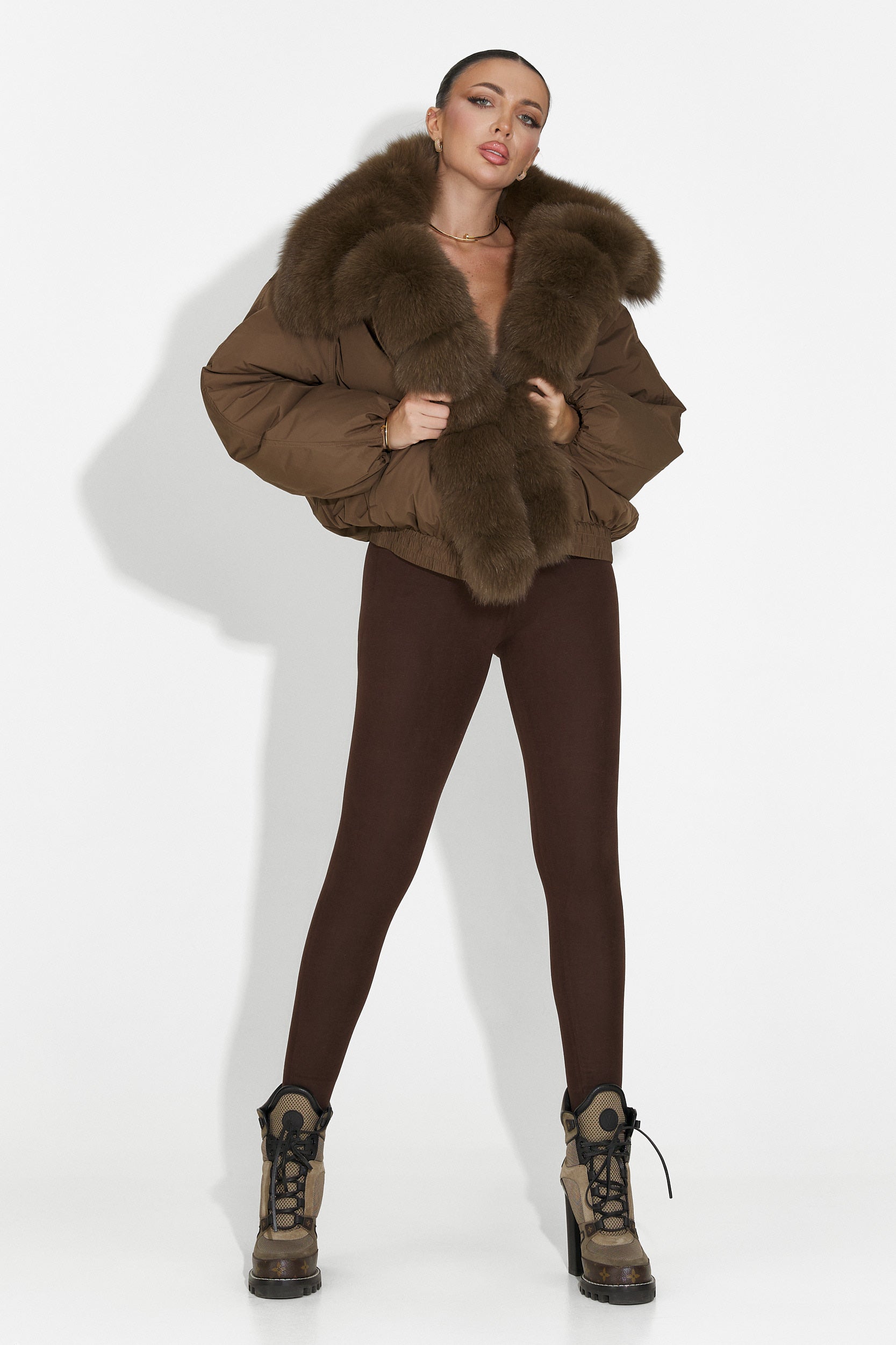 Geaca dama casual maro Arvion Bogas