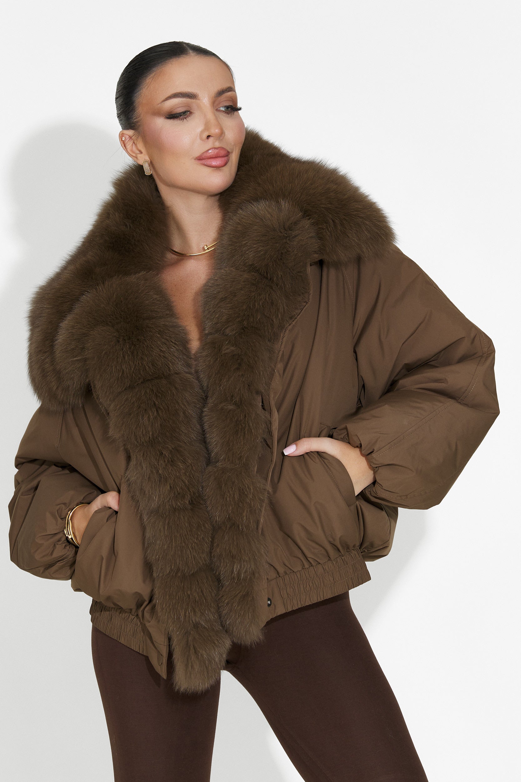 Geaca dama casual maro Arvion Bogas