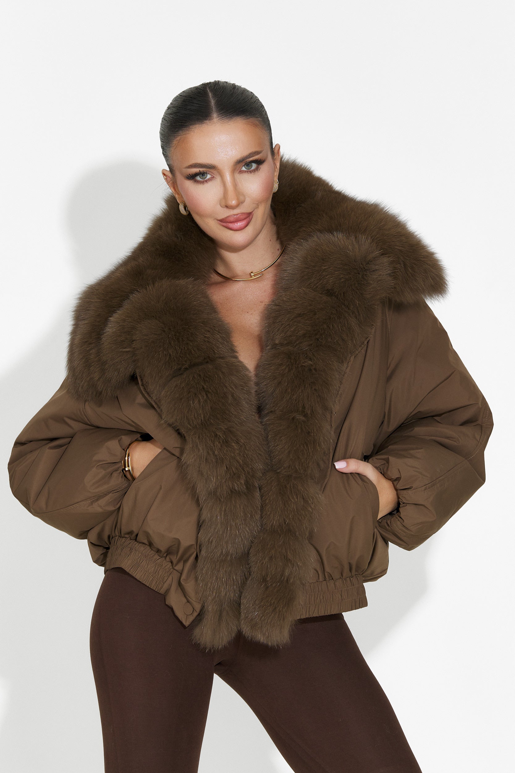 Geaca dama casual maro Arvion Bogas