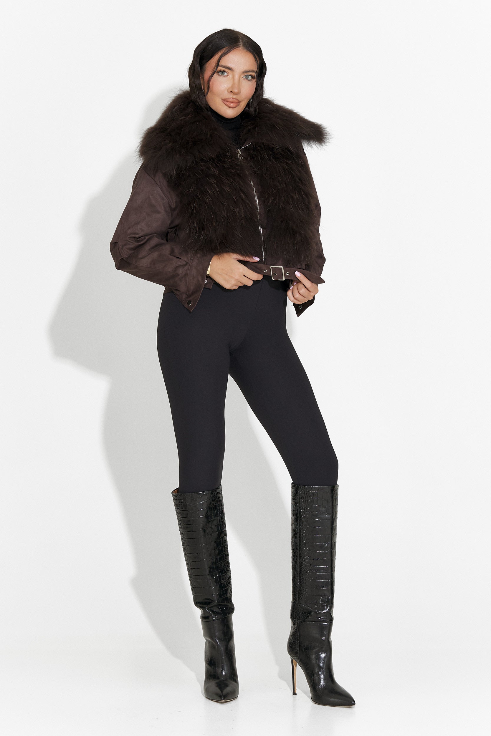 Geaca dama casual maro Dresara Bogas