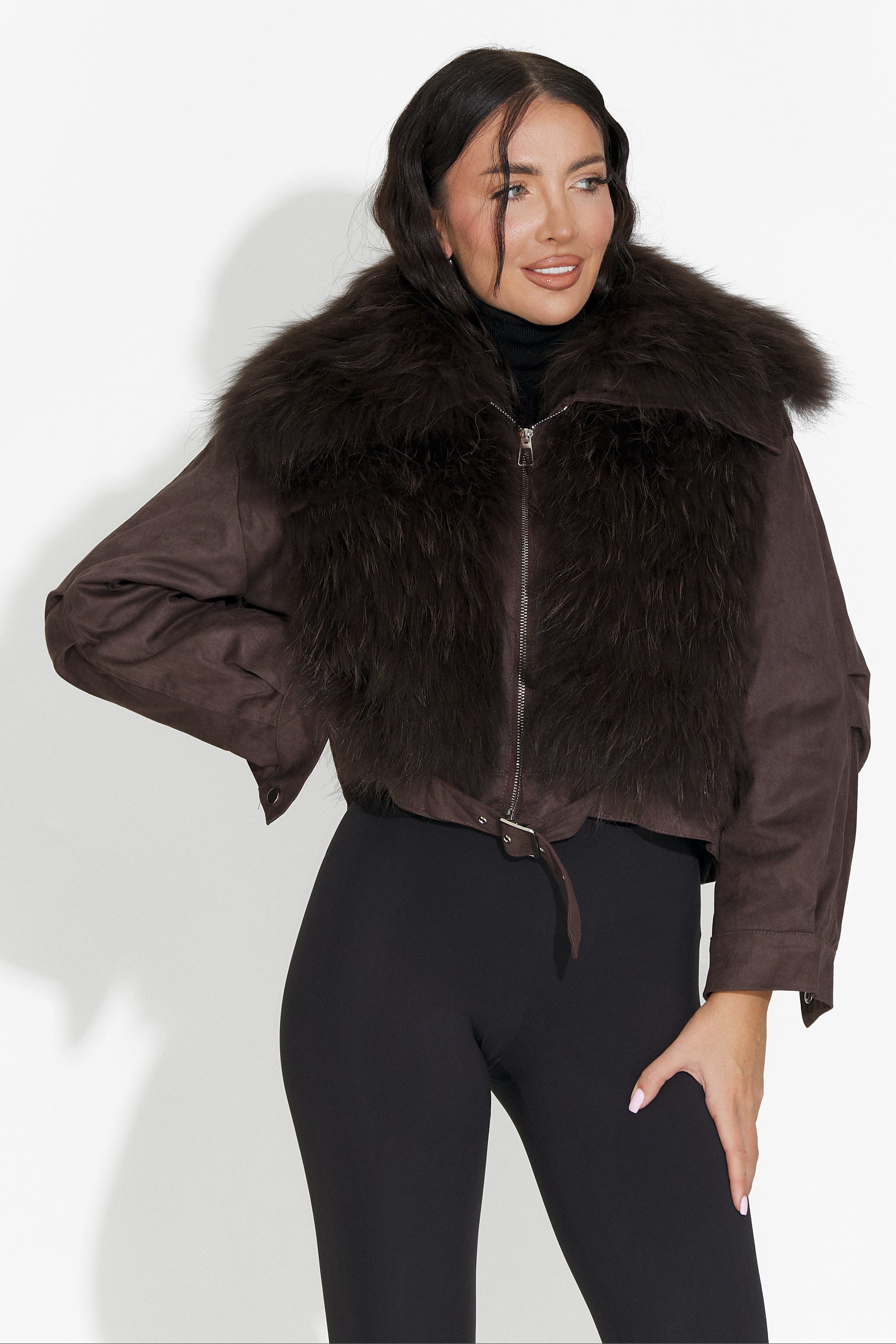 Geaca dama casual maro Dresara Bogas