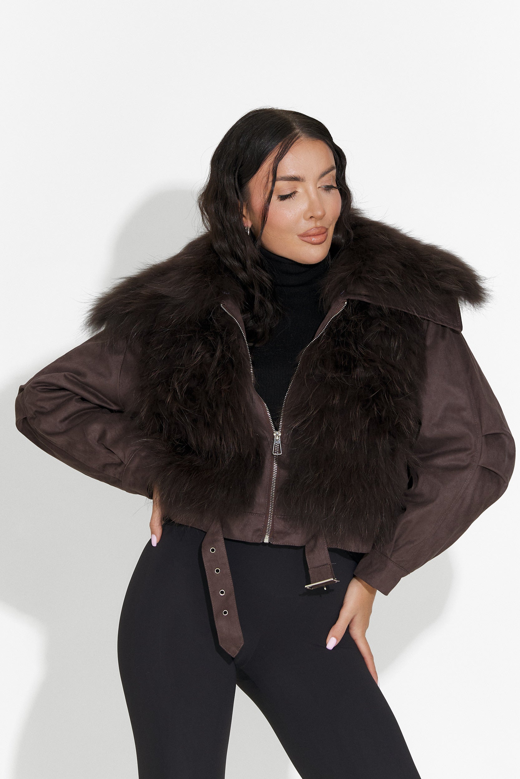 Geaca dama casual maro Dresara Bogas