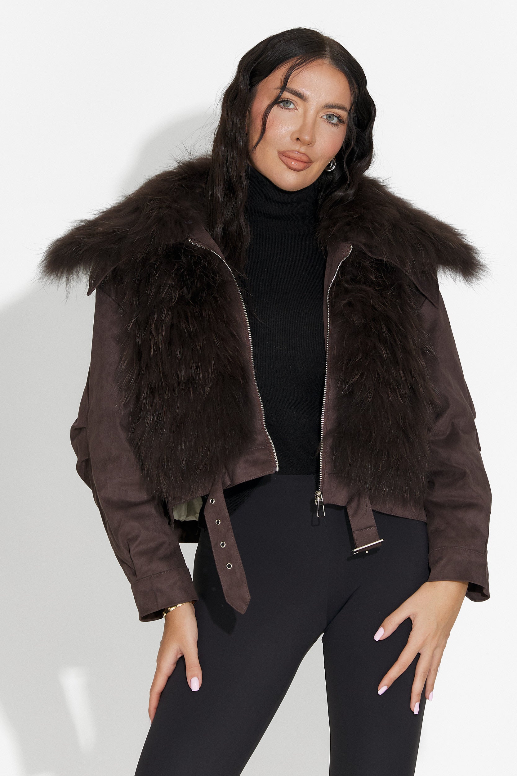 Geaca dama casual maro Dresara Bogas