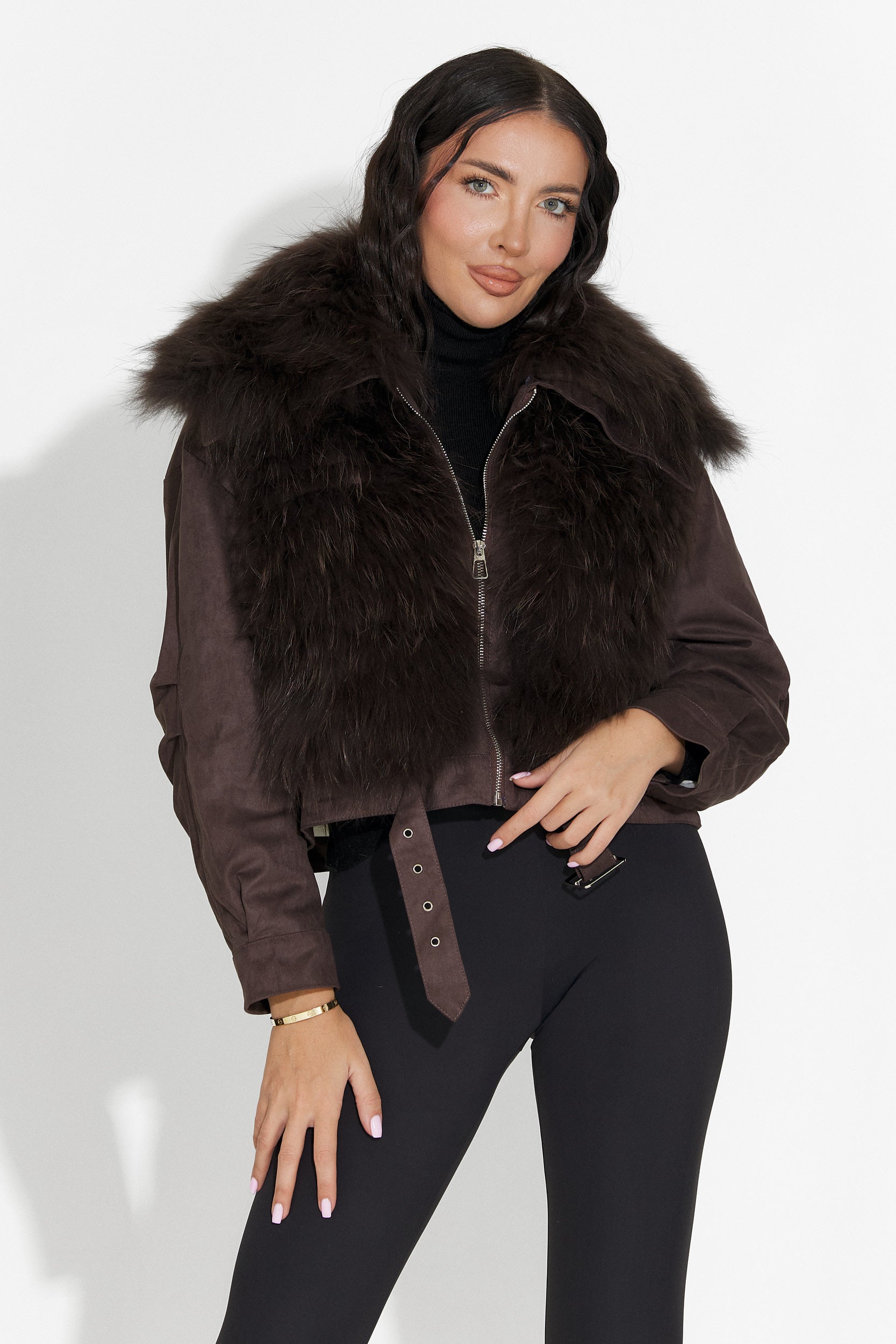 Geaca dama casual maro Dresara Bogas