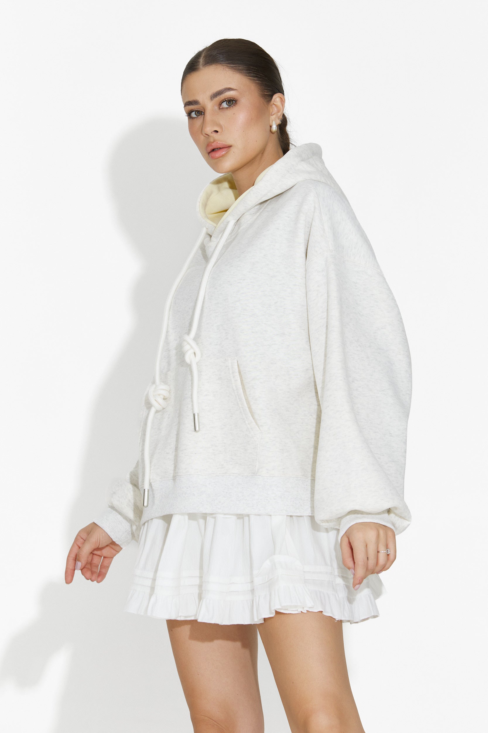 Hanorac dama casual gri deschis Loravia Bogas