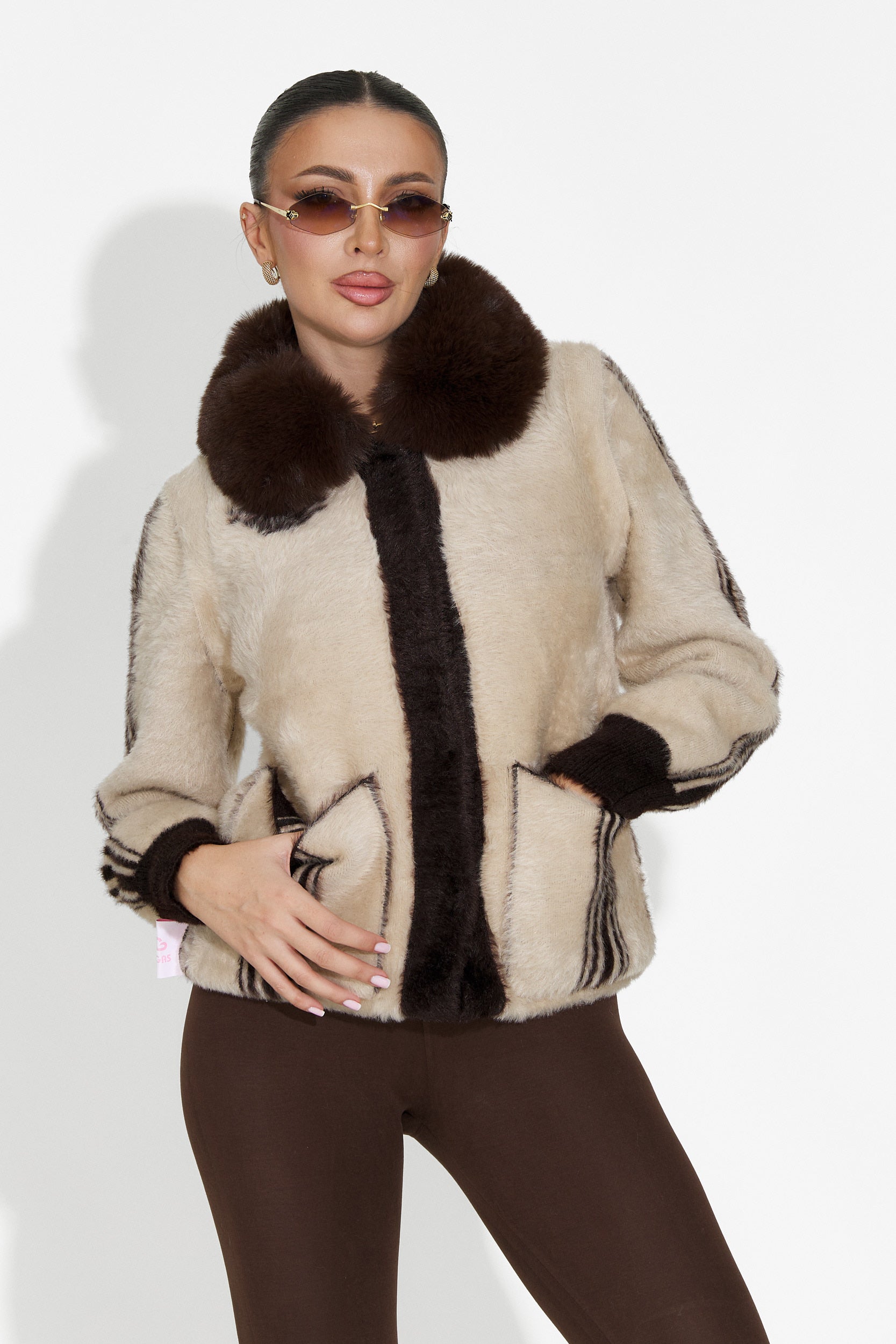 Jacheta dama casual 2 fete maro bej Valoria Bogas