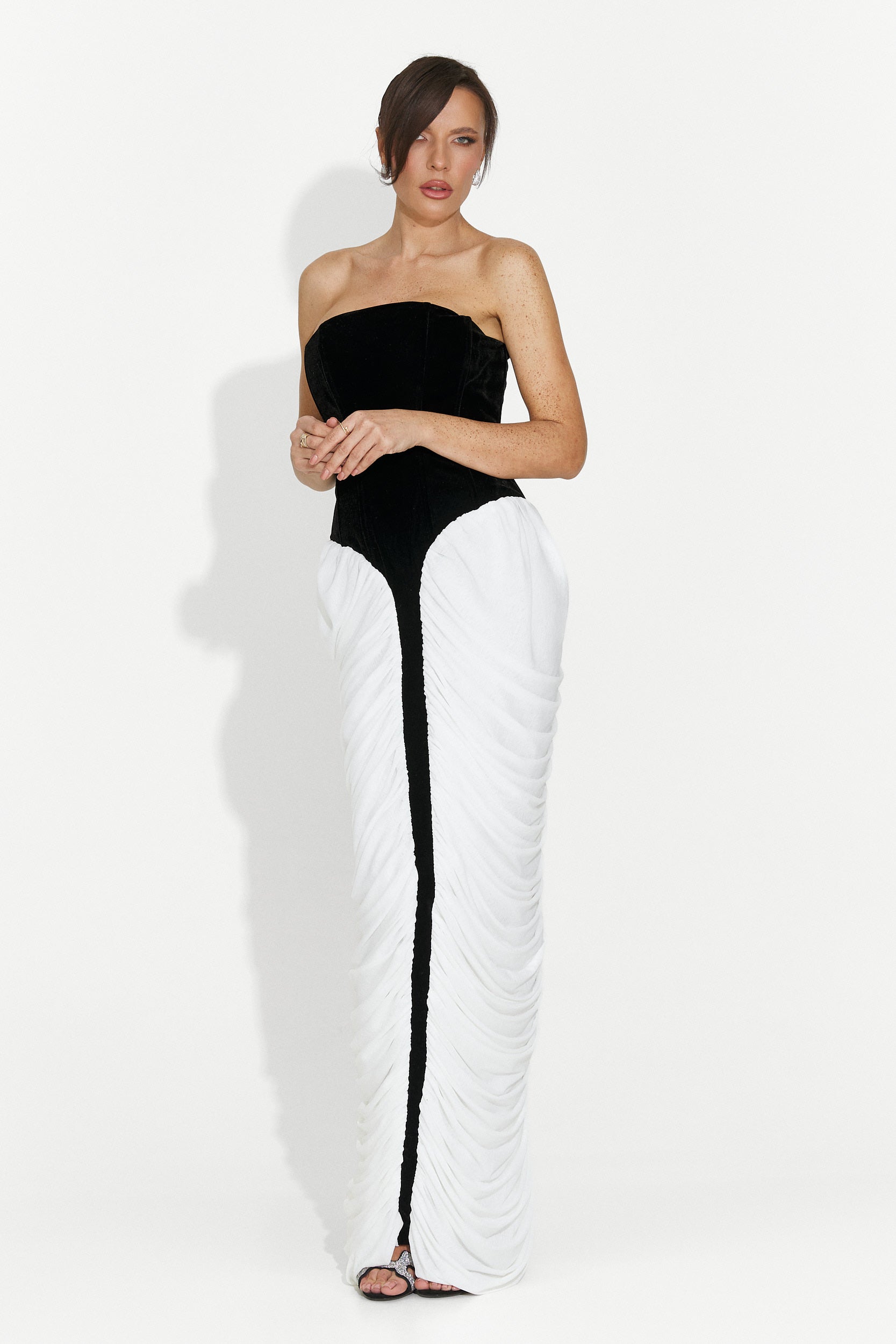 Rochie dama lunga alb negru York Bogas