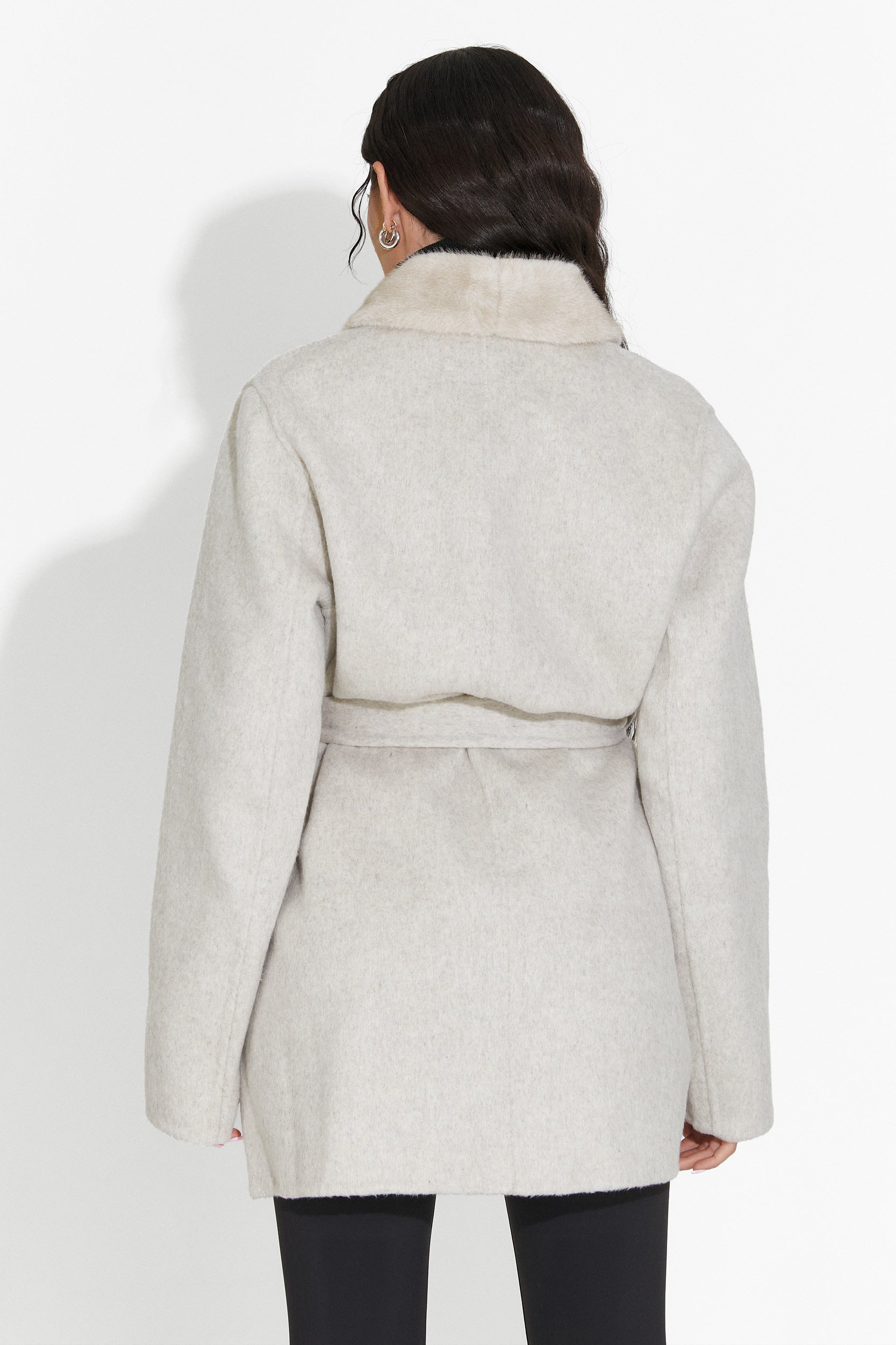 Palton dama elegant bej Gelira Bogas