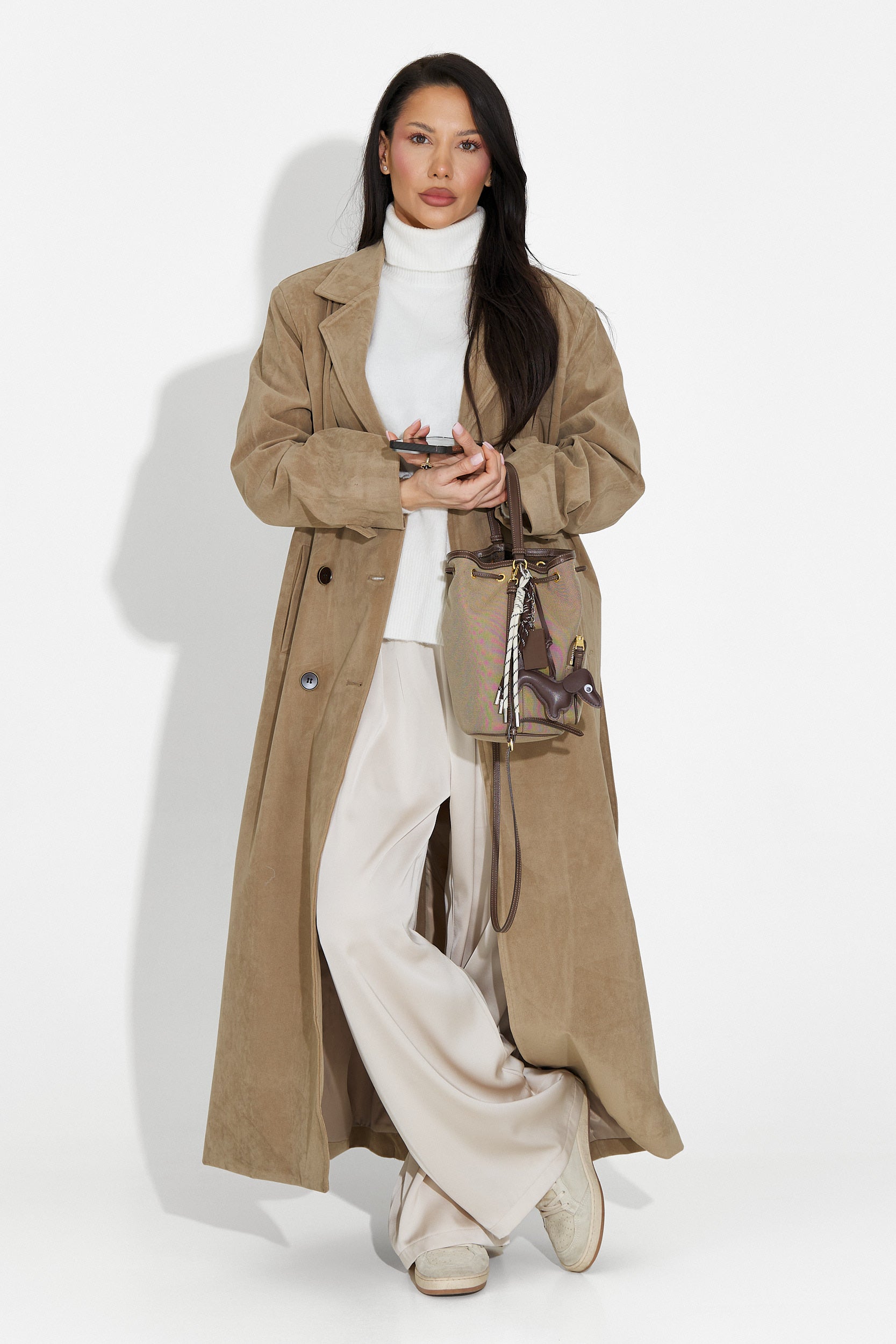 Palton dama elegant bej Seliora Bogas