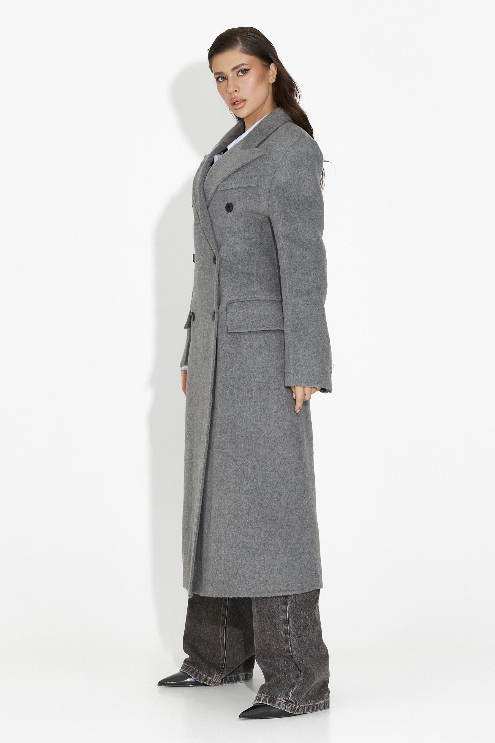 Palton dama elegant gri Savira Bogas