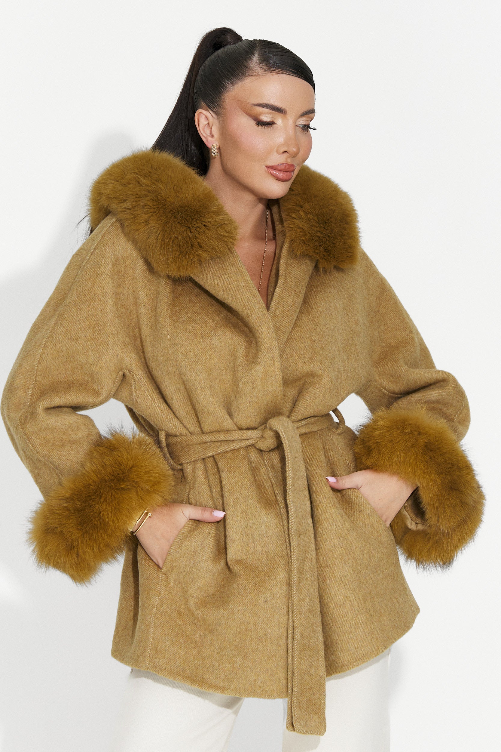 Palton dama elegant maro Betina Bogas