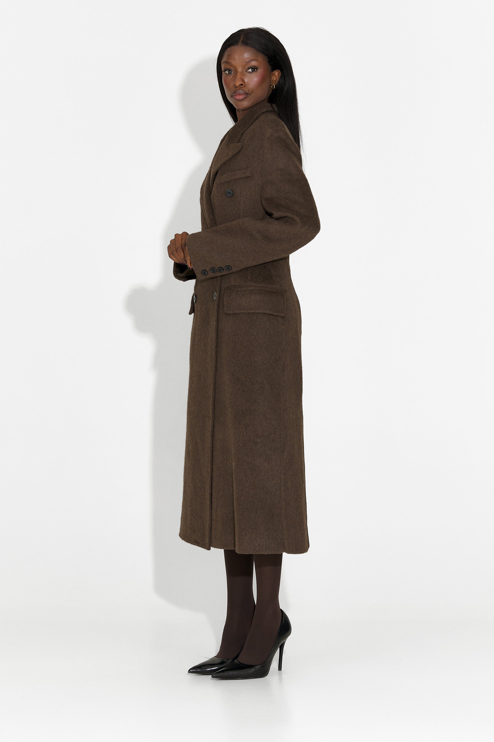 Palton dama elegant maro Savira Bogas