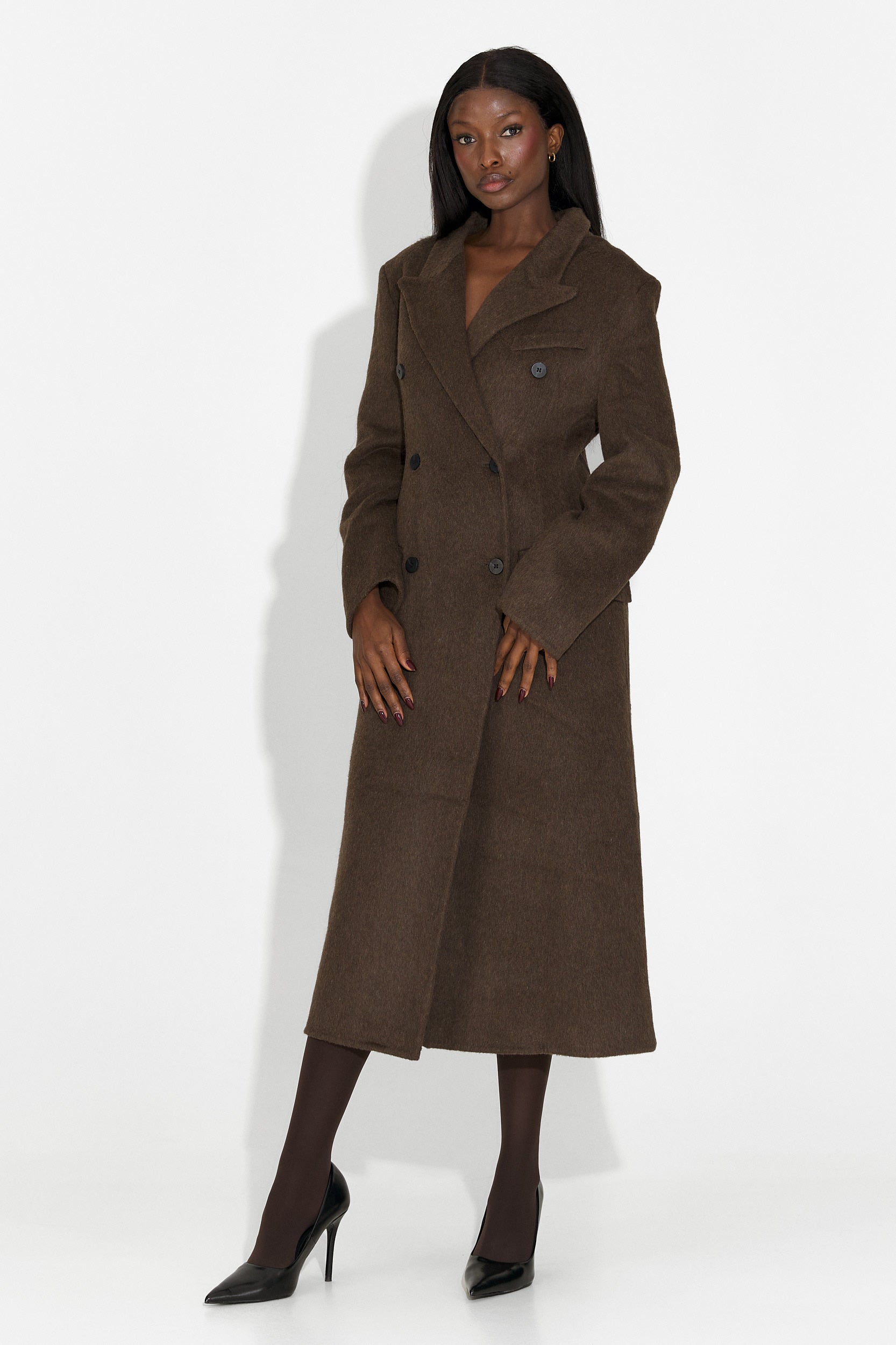 Palton dama elegant maro Savira Bogas