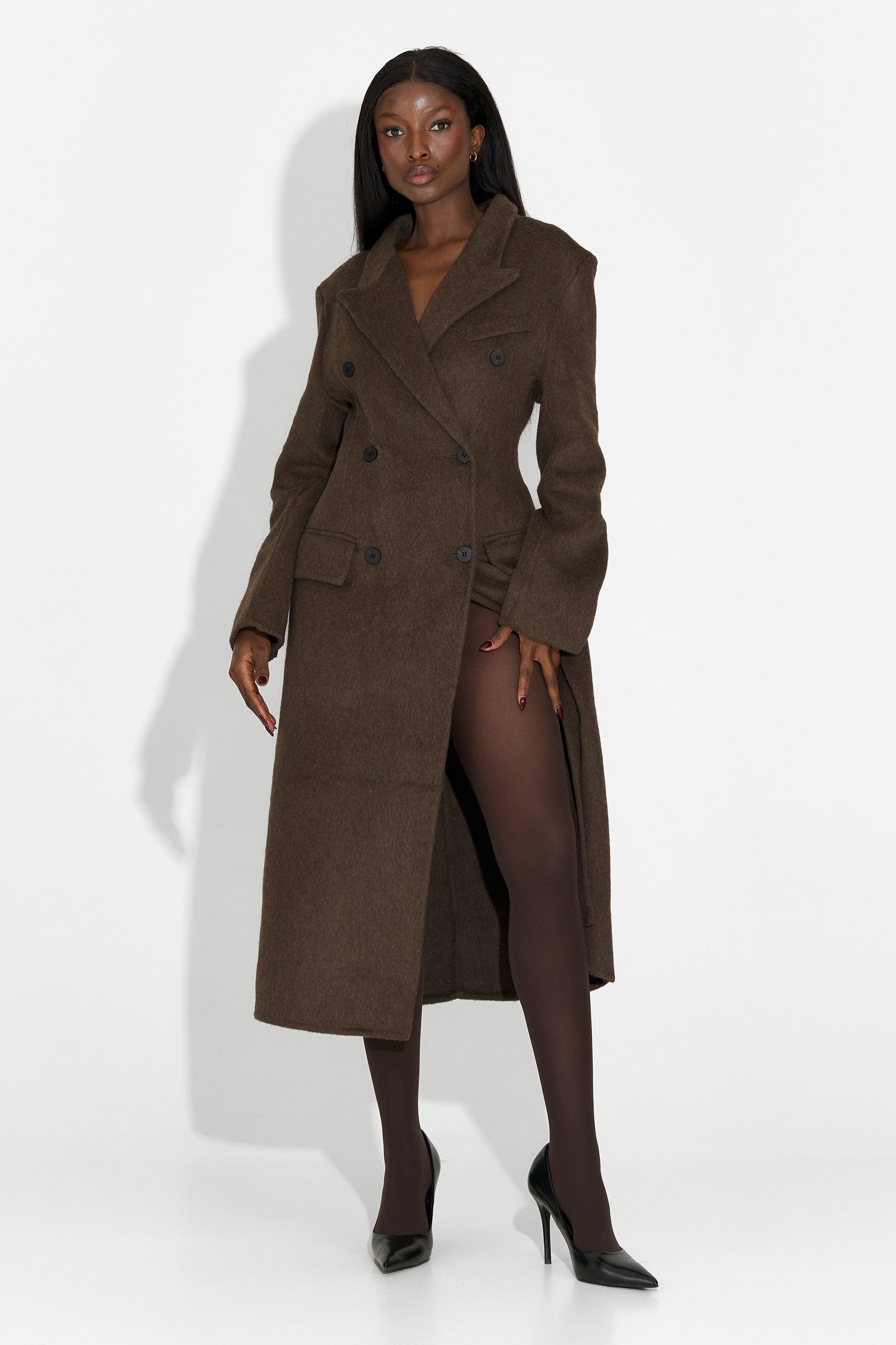 Palton dama elegant maro Savira Bogas