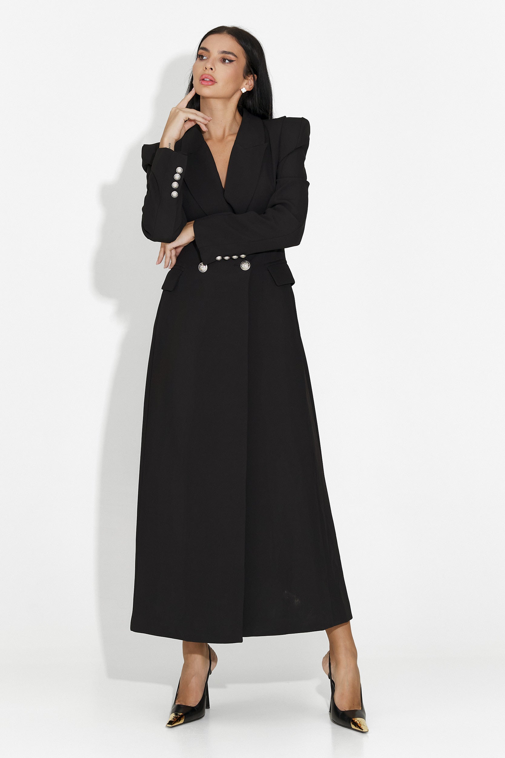 Palton dama elegant negru Ilisha Bogas