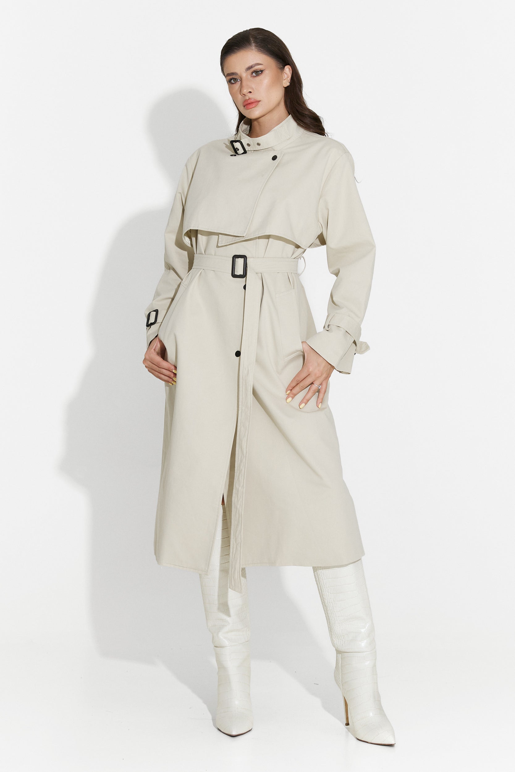 Palton dama lung grej Emalia Bogas