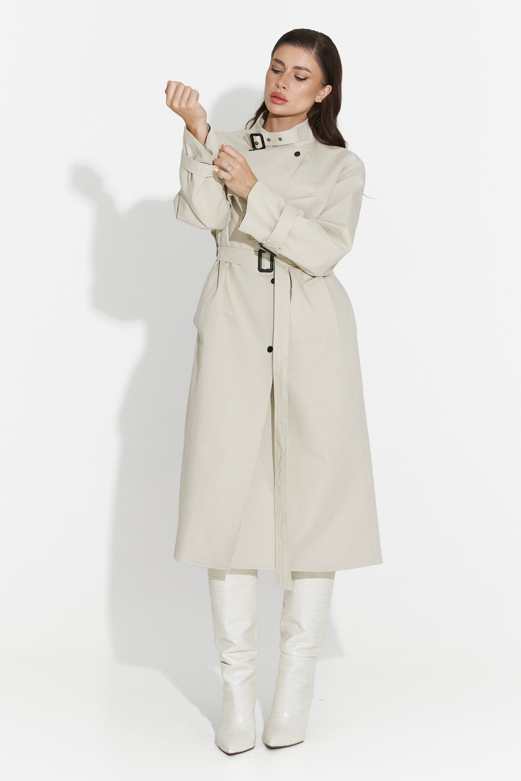 Palton dama lung grej Emalia Bogas