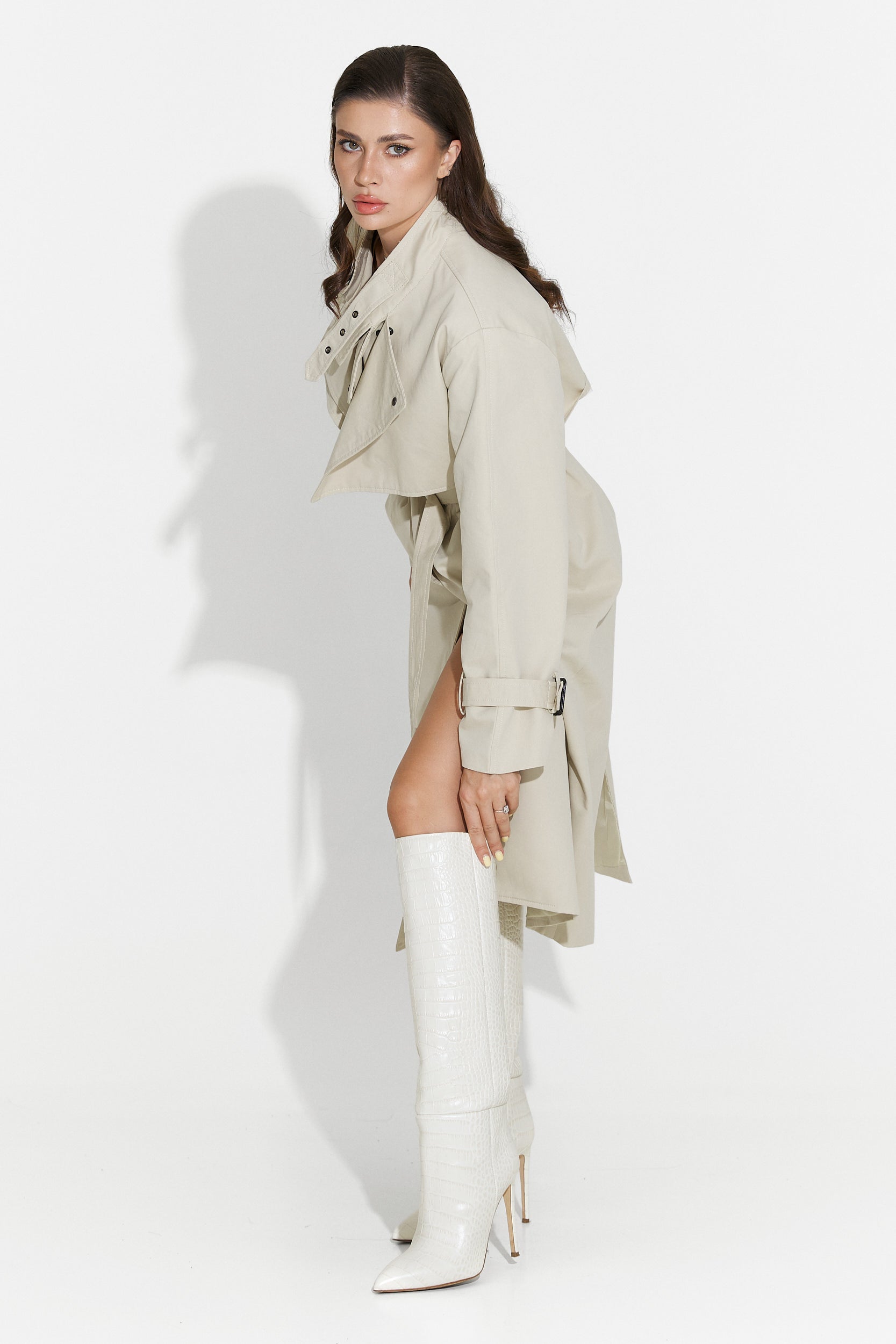 Palton dama lung grej Emalia Bogas