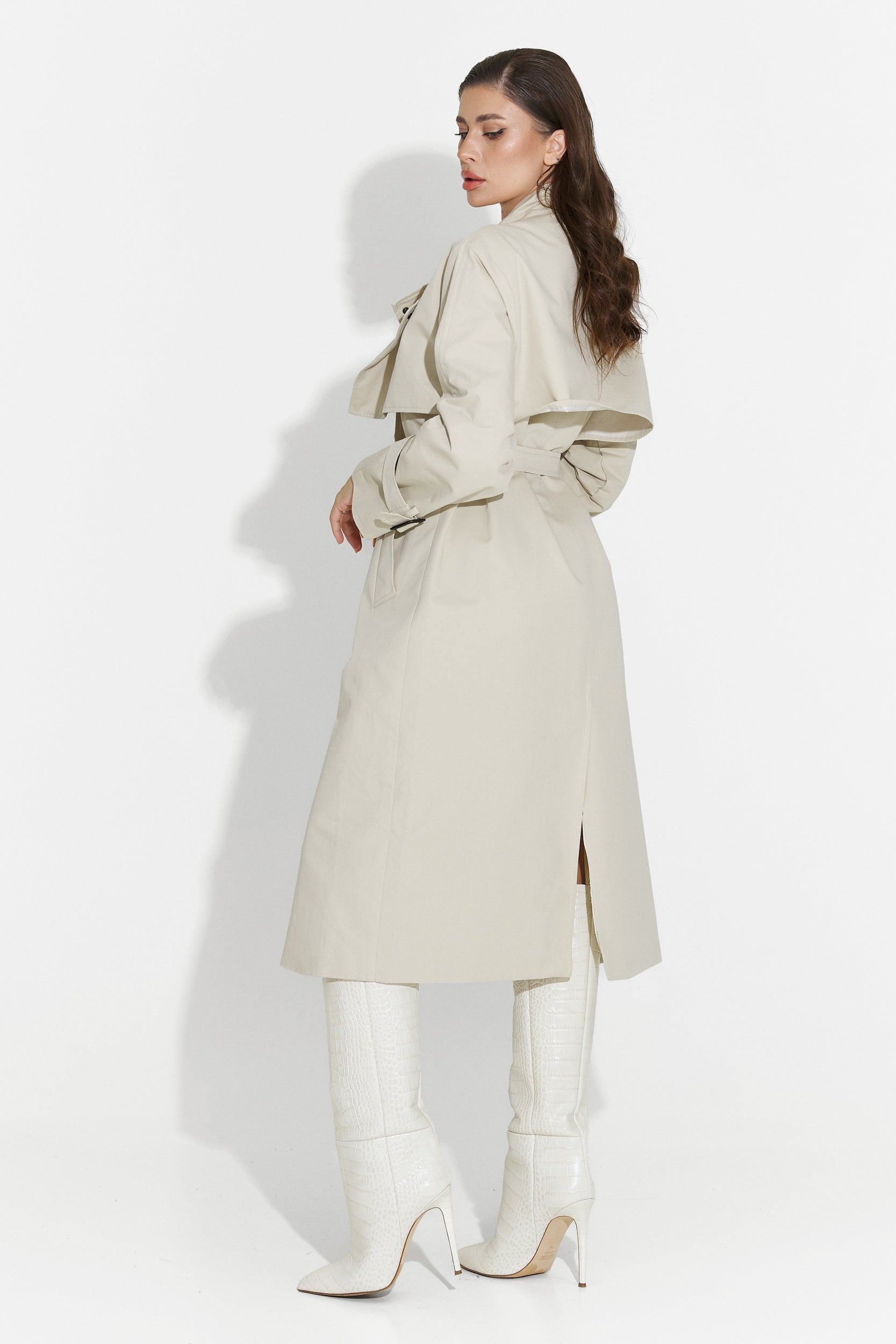 Palton dama lung grej Emalia Bogas