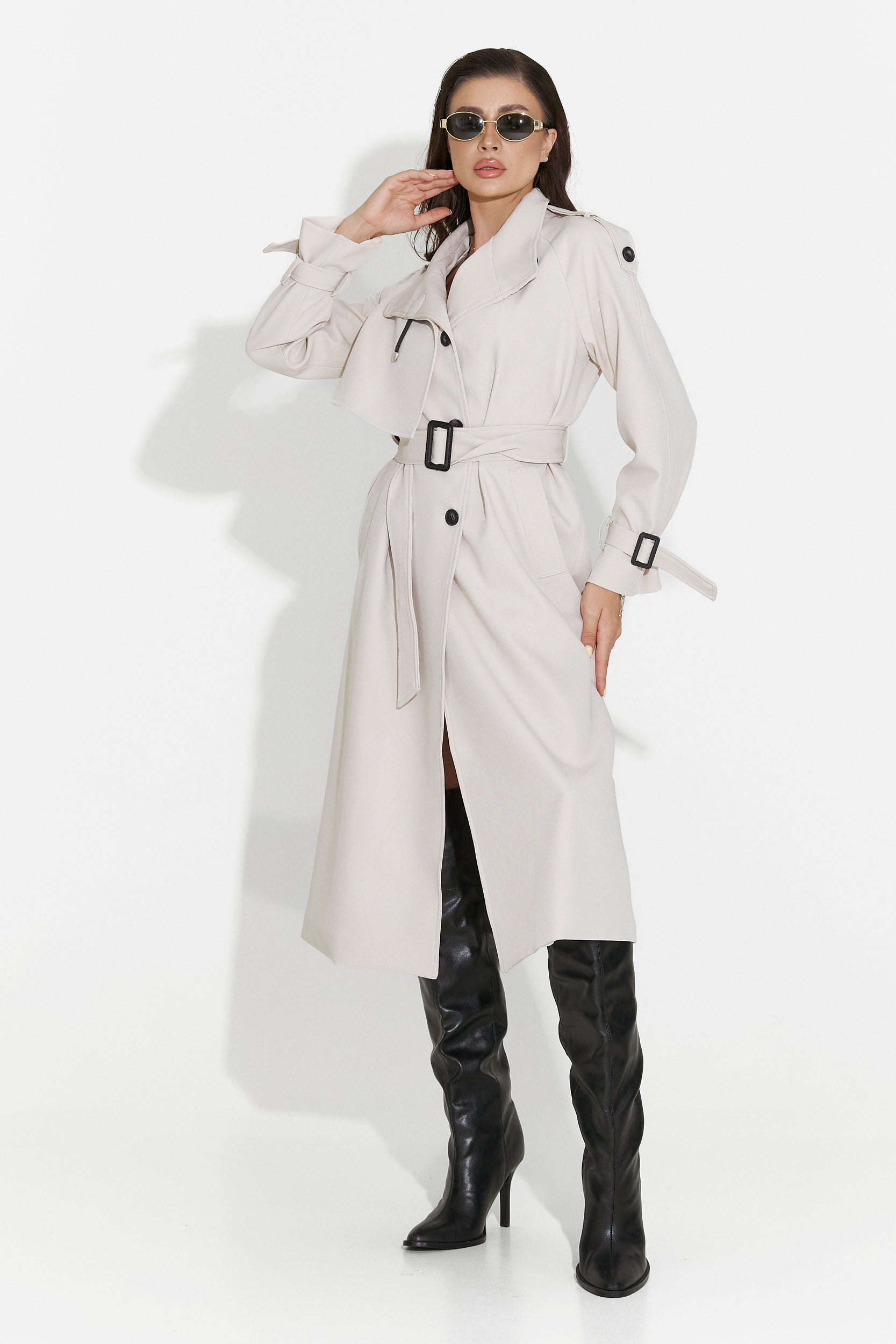 Palton dama lung grej Misena Bogas