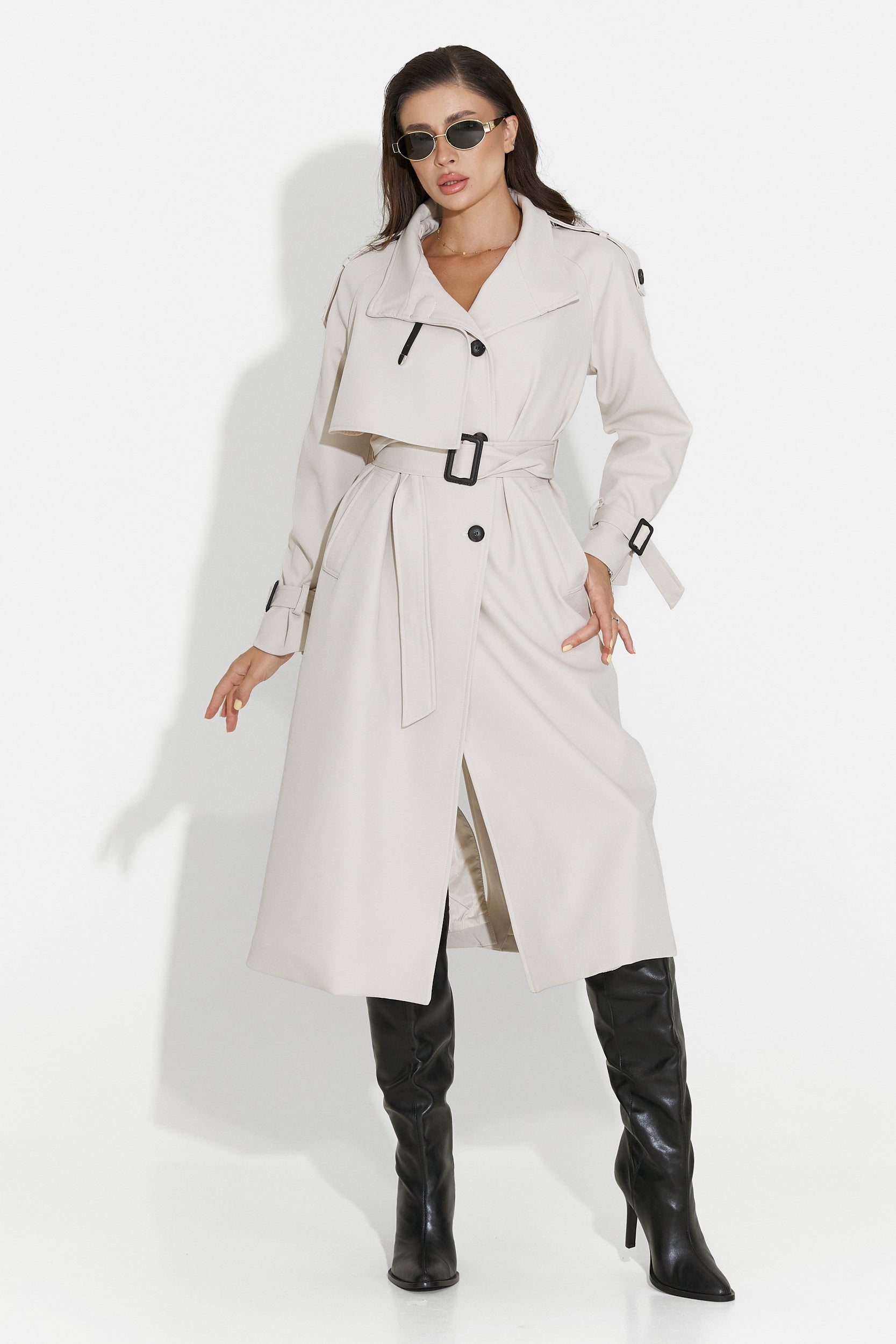 Palton dama lung grej Misena Bogas