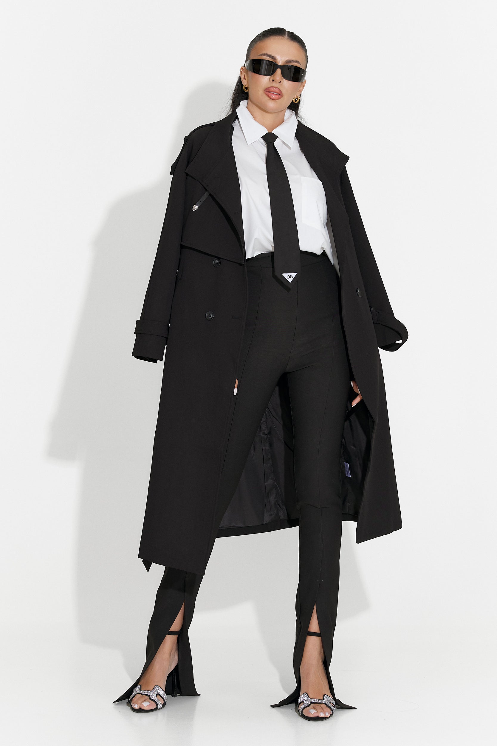 Palton dama lung negru Misena Bogas