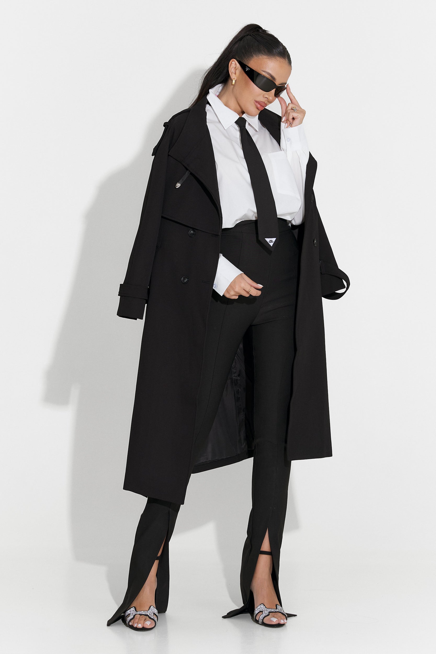 Palton dama lung negru Misena Bogas